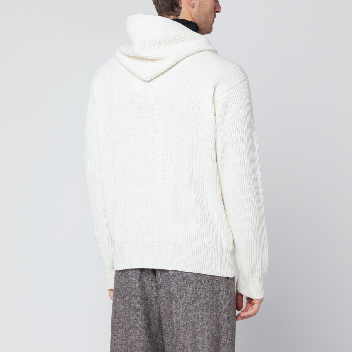 Lardini White wool and cashmere hooded cardigan Lardini