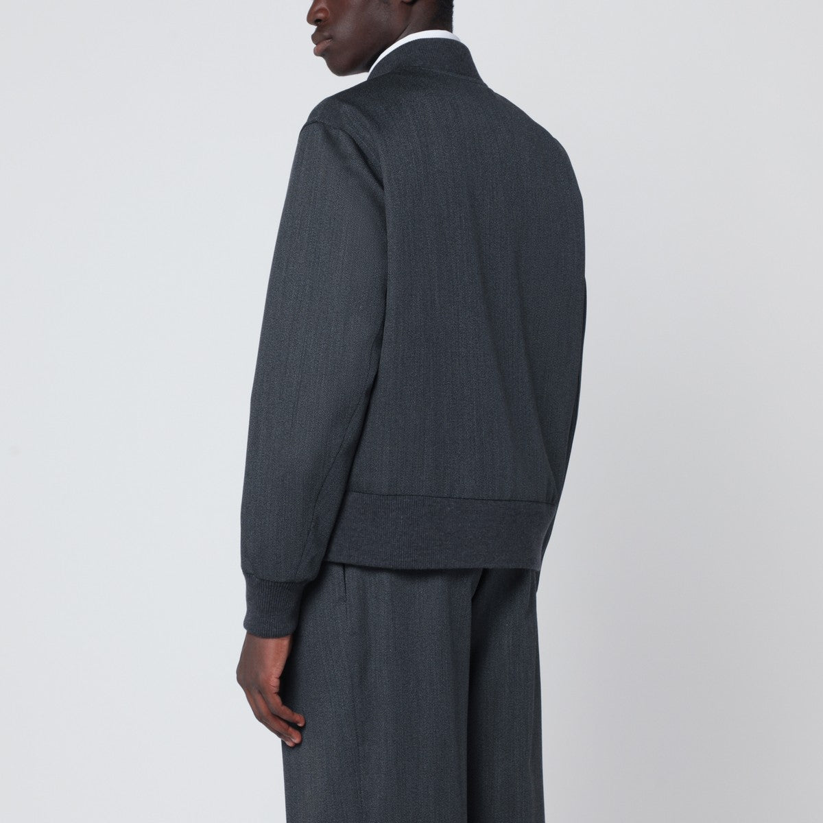 Lardini Grey wool zip bomber Lardini