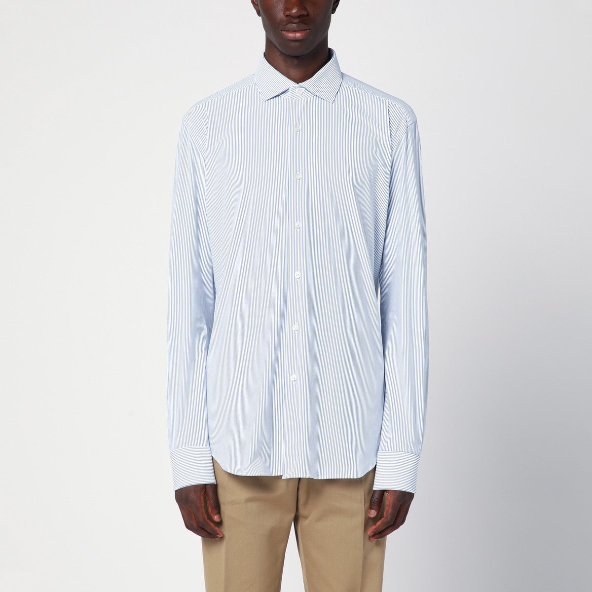 XACUS Striped blue poplin Active shirt XACUS