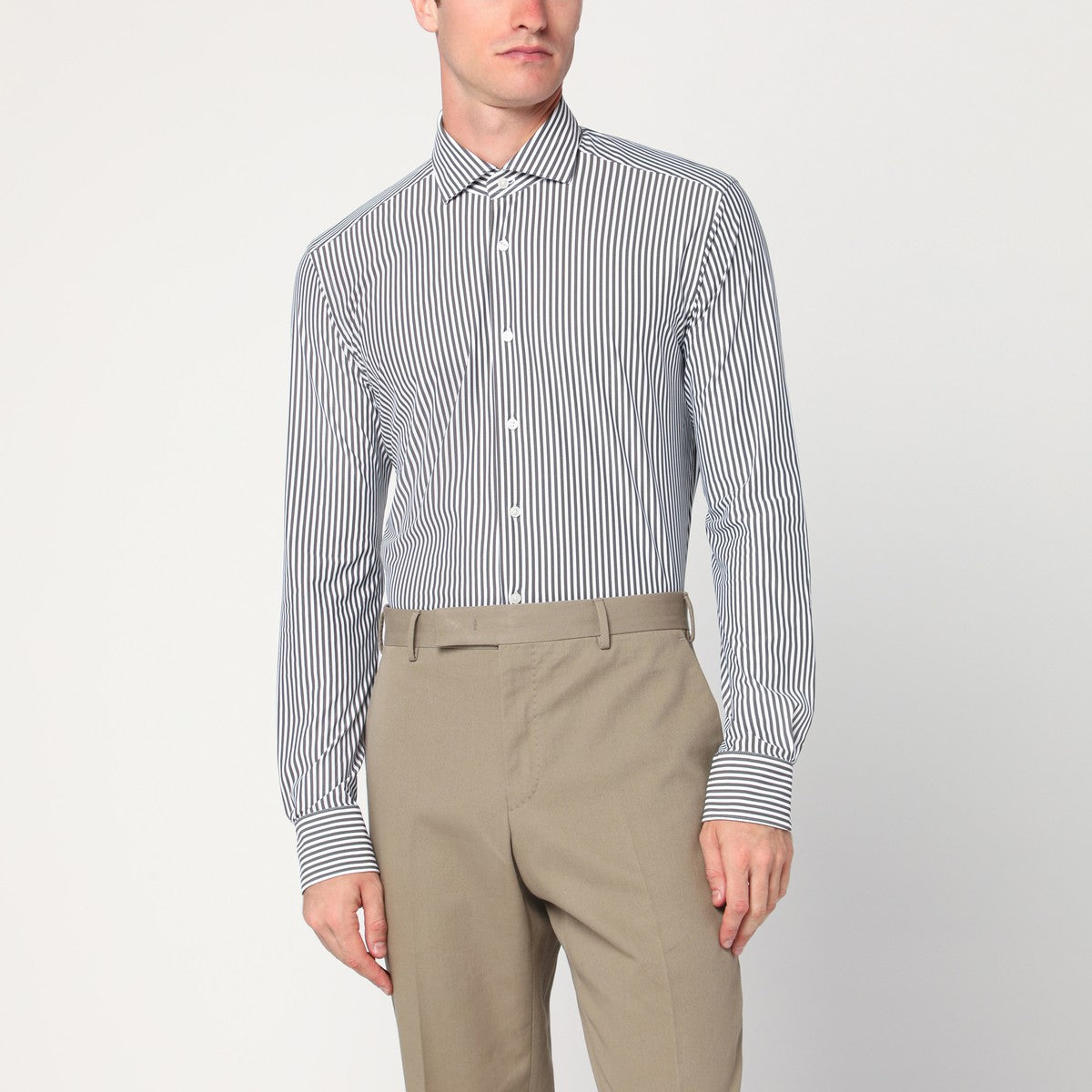XACUS White striped Active twill shirt XACUS