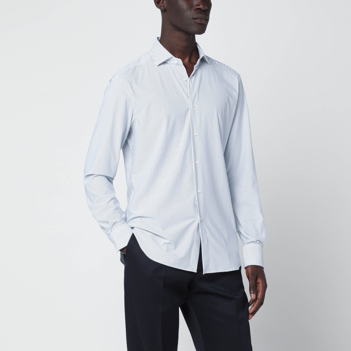 XACUS White striped Tailor Fit shirt XACUS