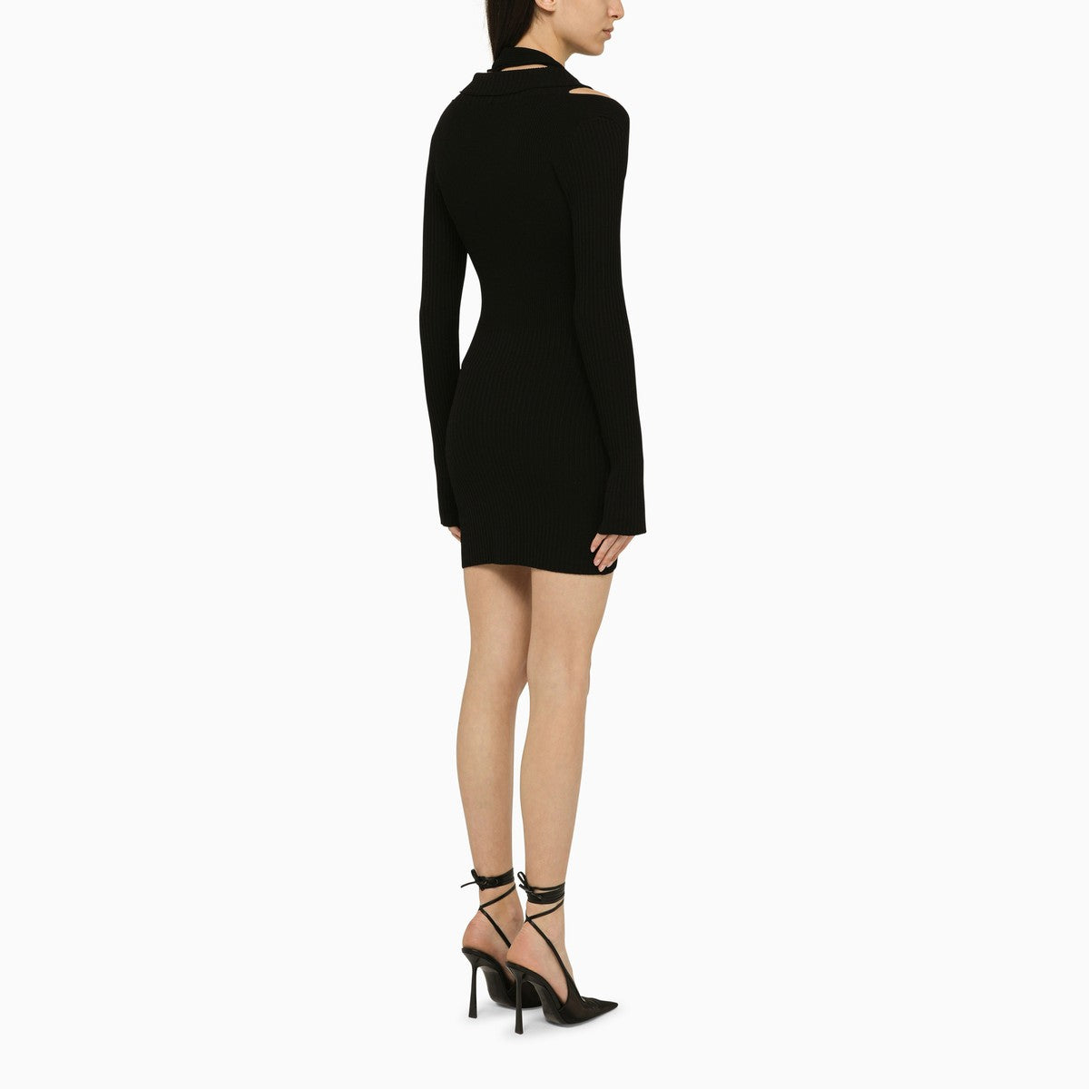 ANDREĀDAMO Black ribbed mini dress with cut out ANDREĀDAMO