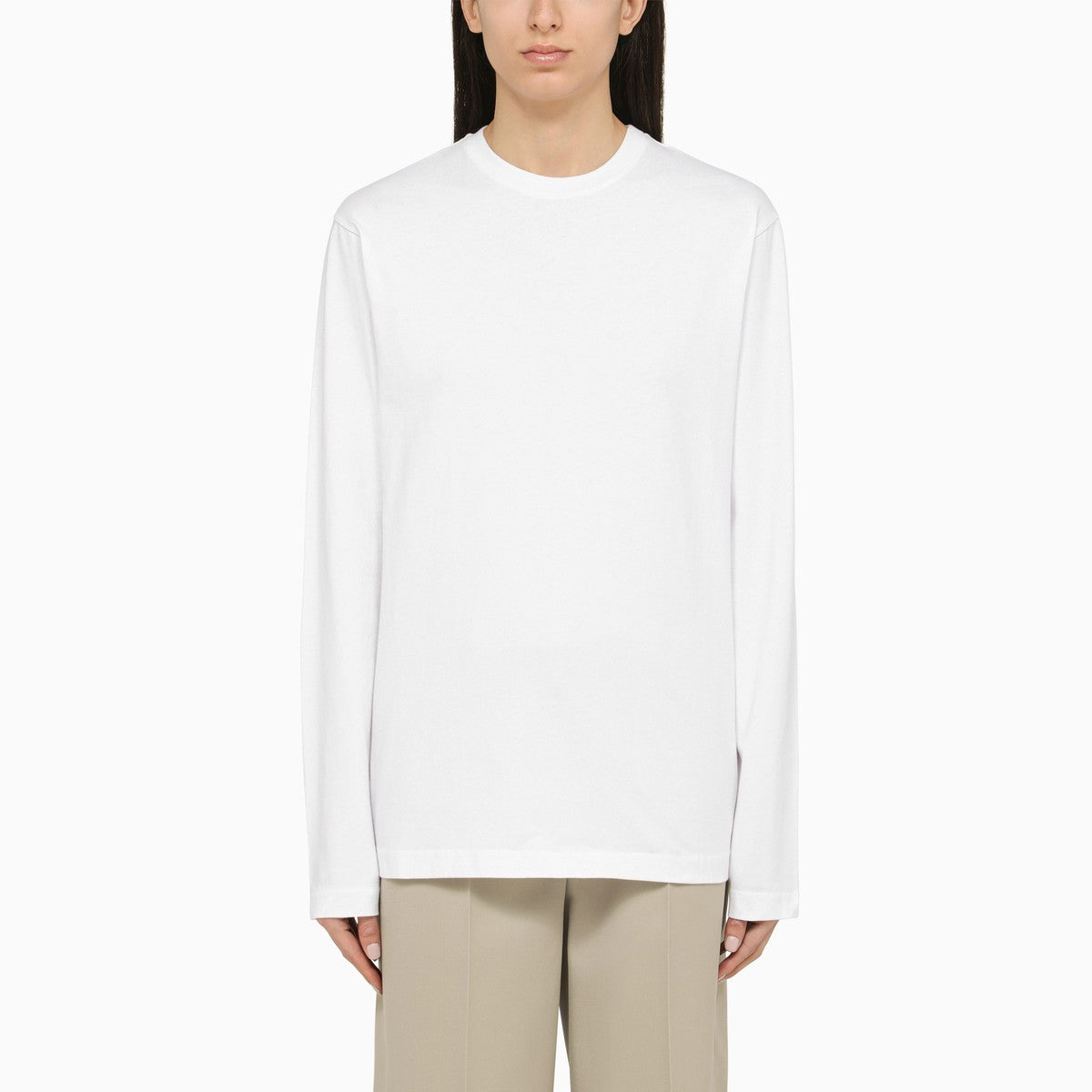 Sportmax White cotton long-sleeved T-shirt Sportmax