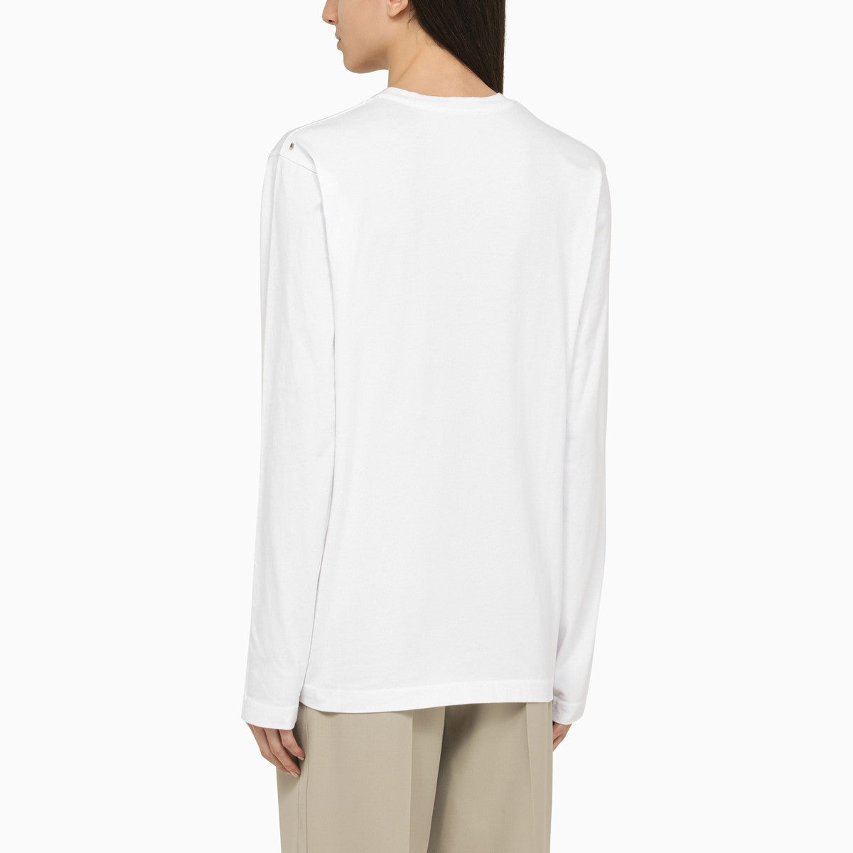 Sportmax White cotton long-sleeved T-shirt Sportmax