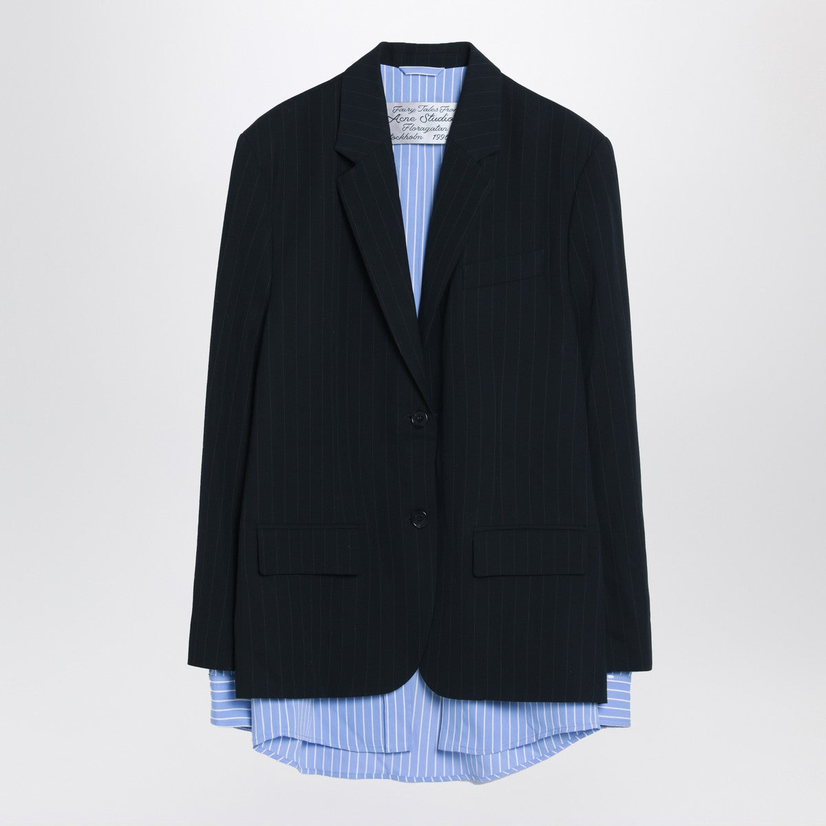 Acne Studios Navy blue single-breasted jacket with shirt detail Acne Studios