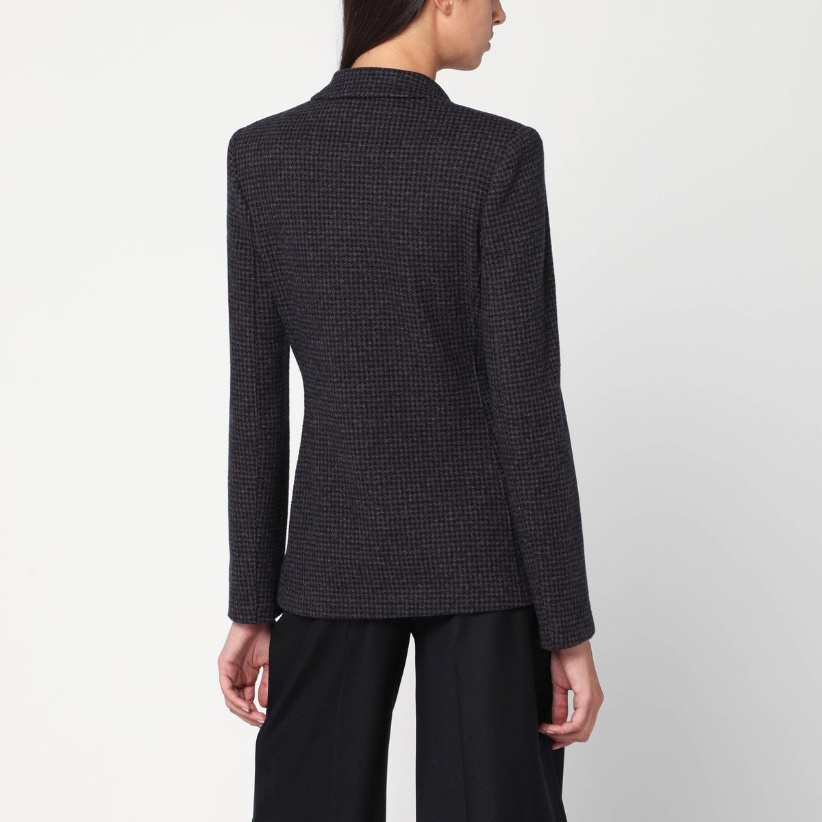 Harris Wharf London Brown and blue check double-breasted wool jacket Harris Wharf London