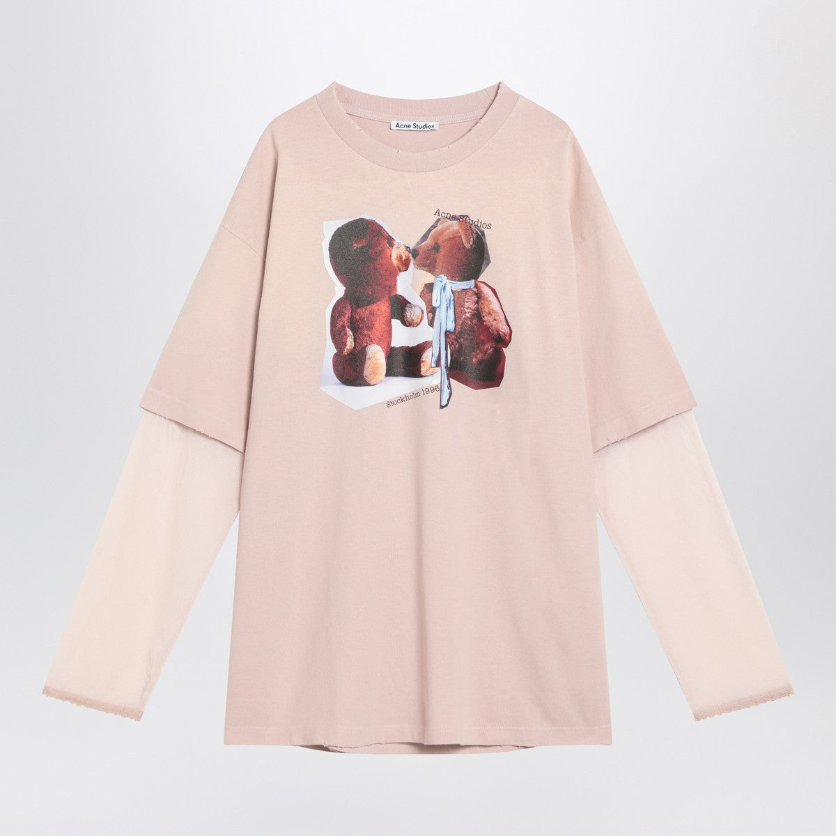 Acne Studios Pink violet layered T-shirt with print Acne Studios
