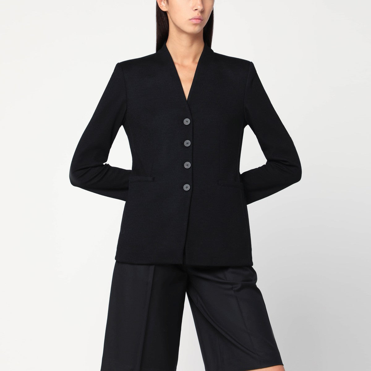 Harris Wharf London Black single-breasted jacket in virgin wool Harris Wharf London