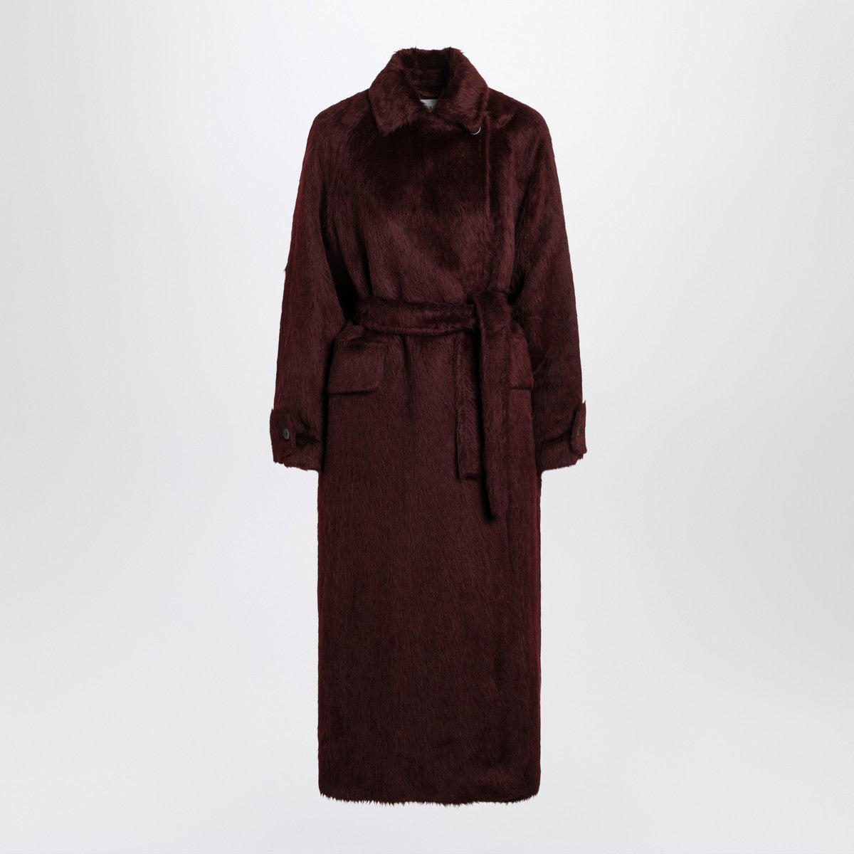Max Mara Cherry-colored alpaca and wool coat Max Mara