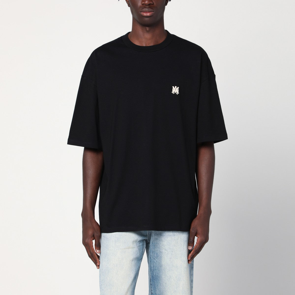 AMIRI Black cotton T-shirt with logo patch Amiri