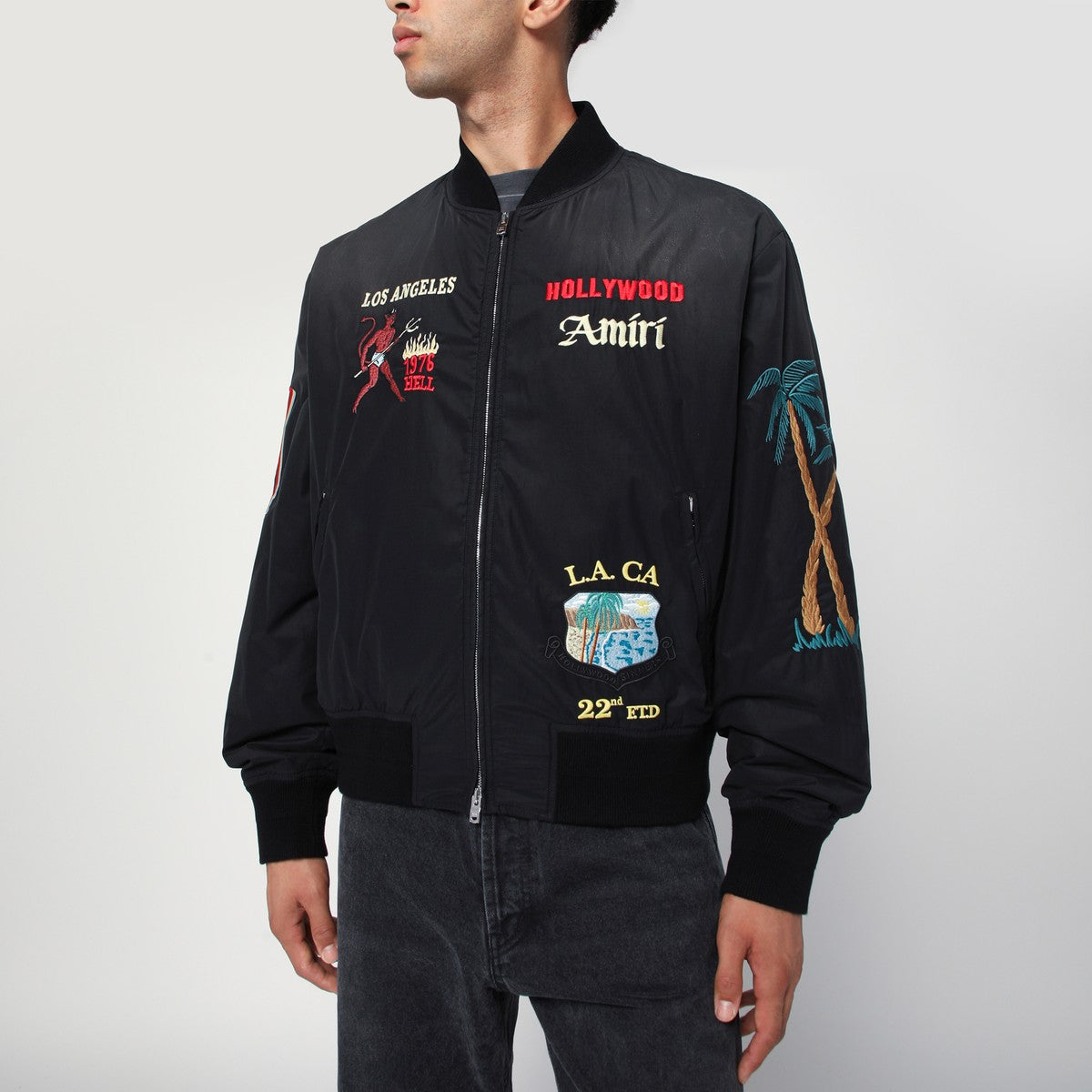 AMIRI Black cotton and nylon bomber jacket Amiri