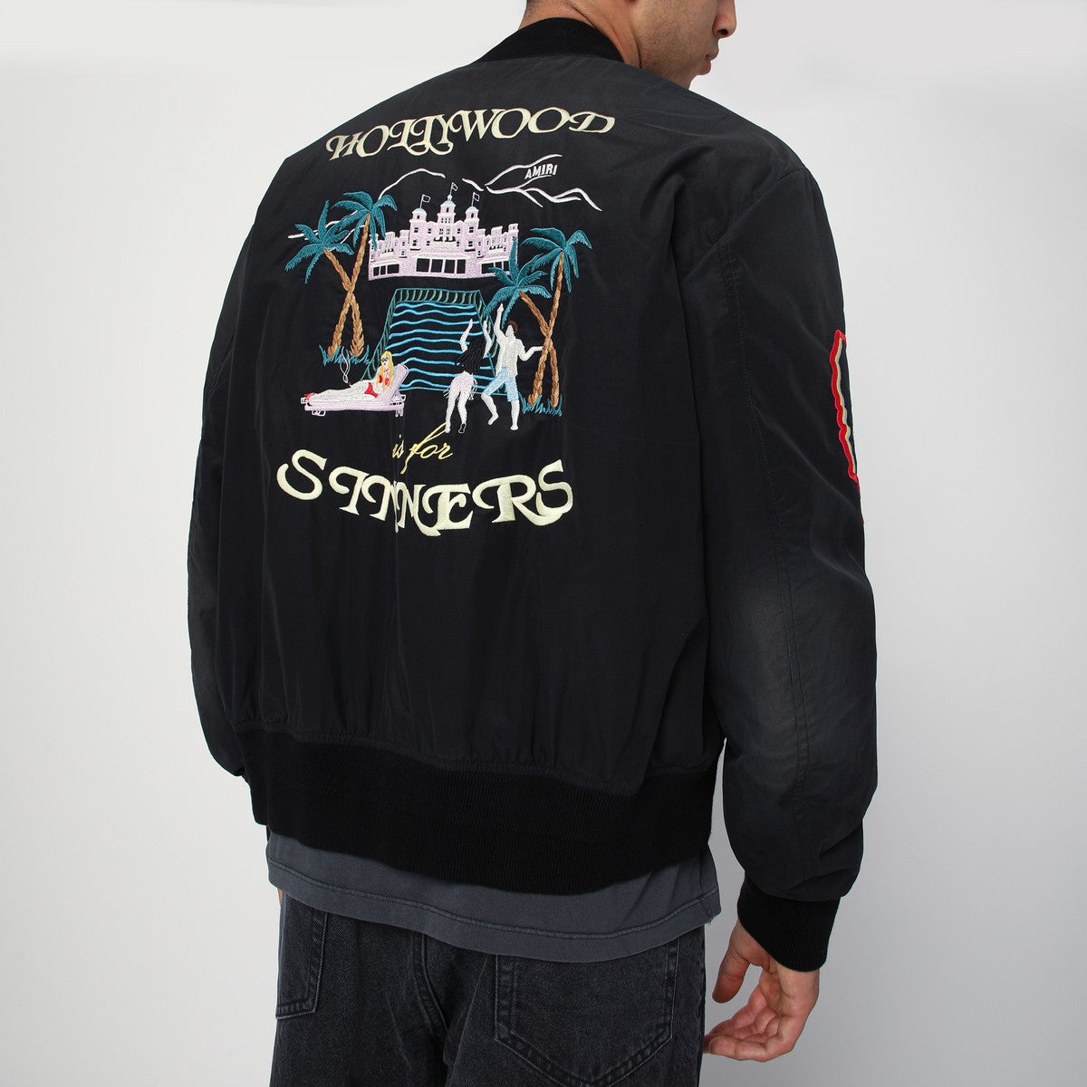 AMIRI Black cotton and nylon bomber jacket Amiri