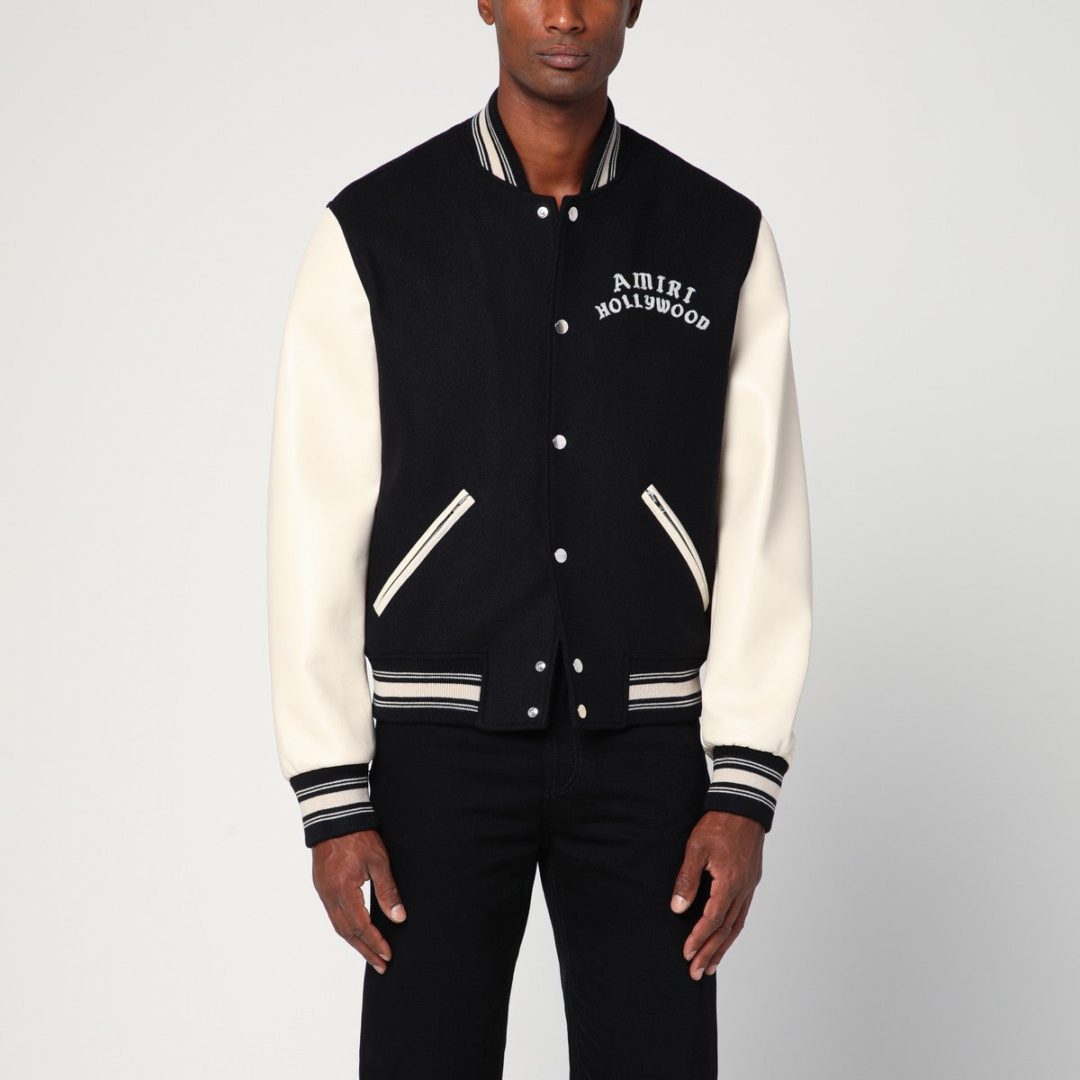 AMIRI Black/ivory wool blend bomber jacket Amiri