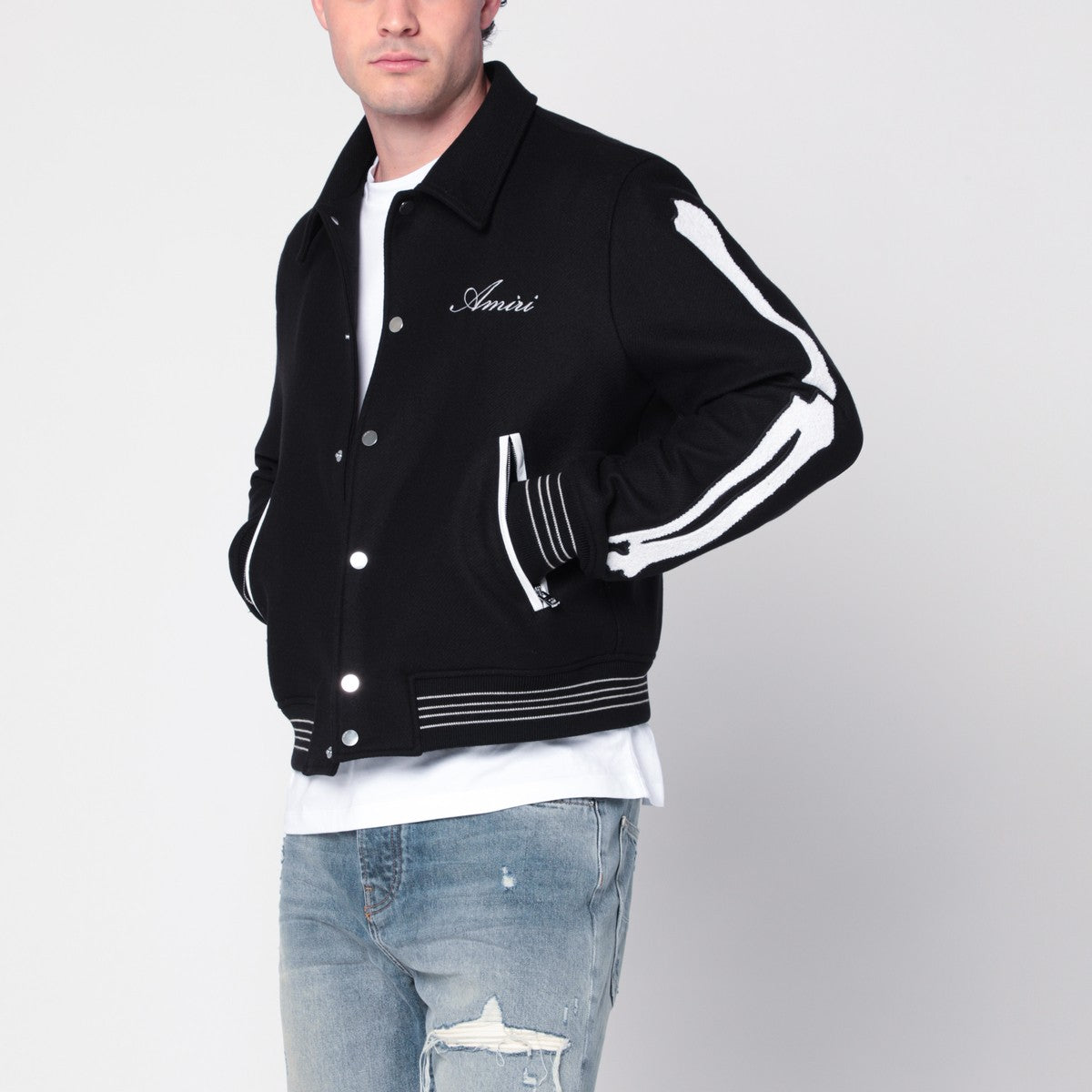 AMIRI Black wool blend jacket with logo Amiri