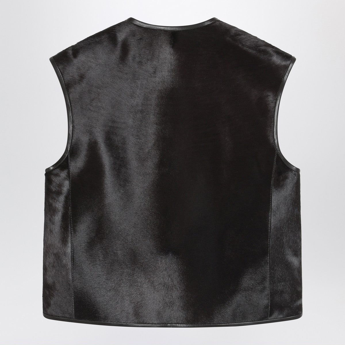 LouLou De Saison Brown Ampas vest in pony-effect leather