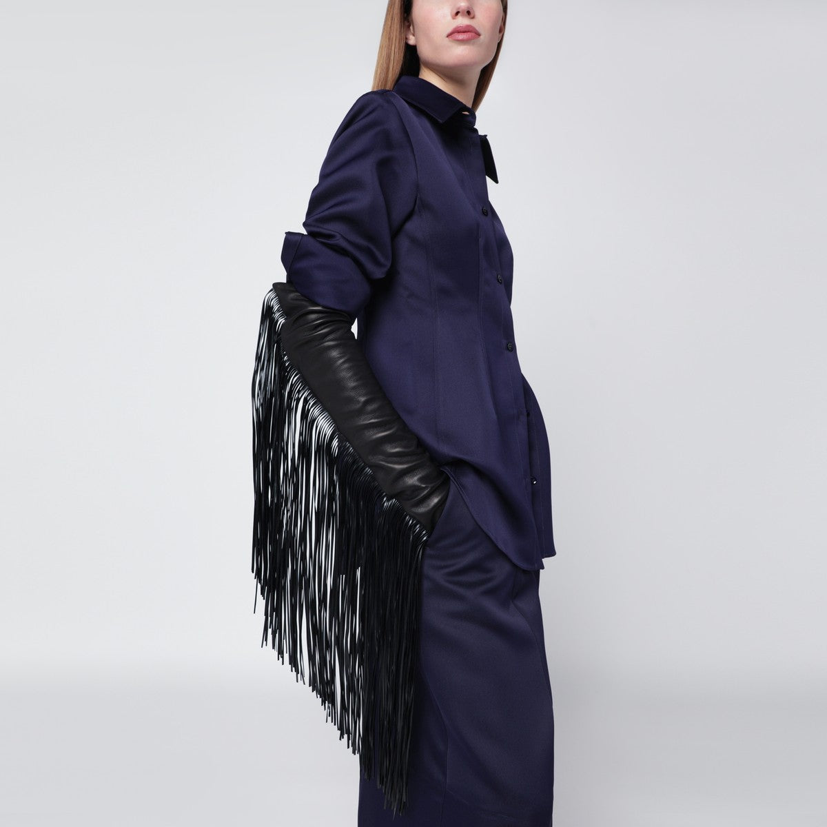 Sportmax Long black gloves with fringes Sportmax