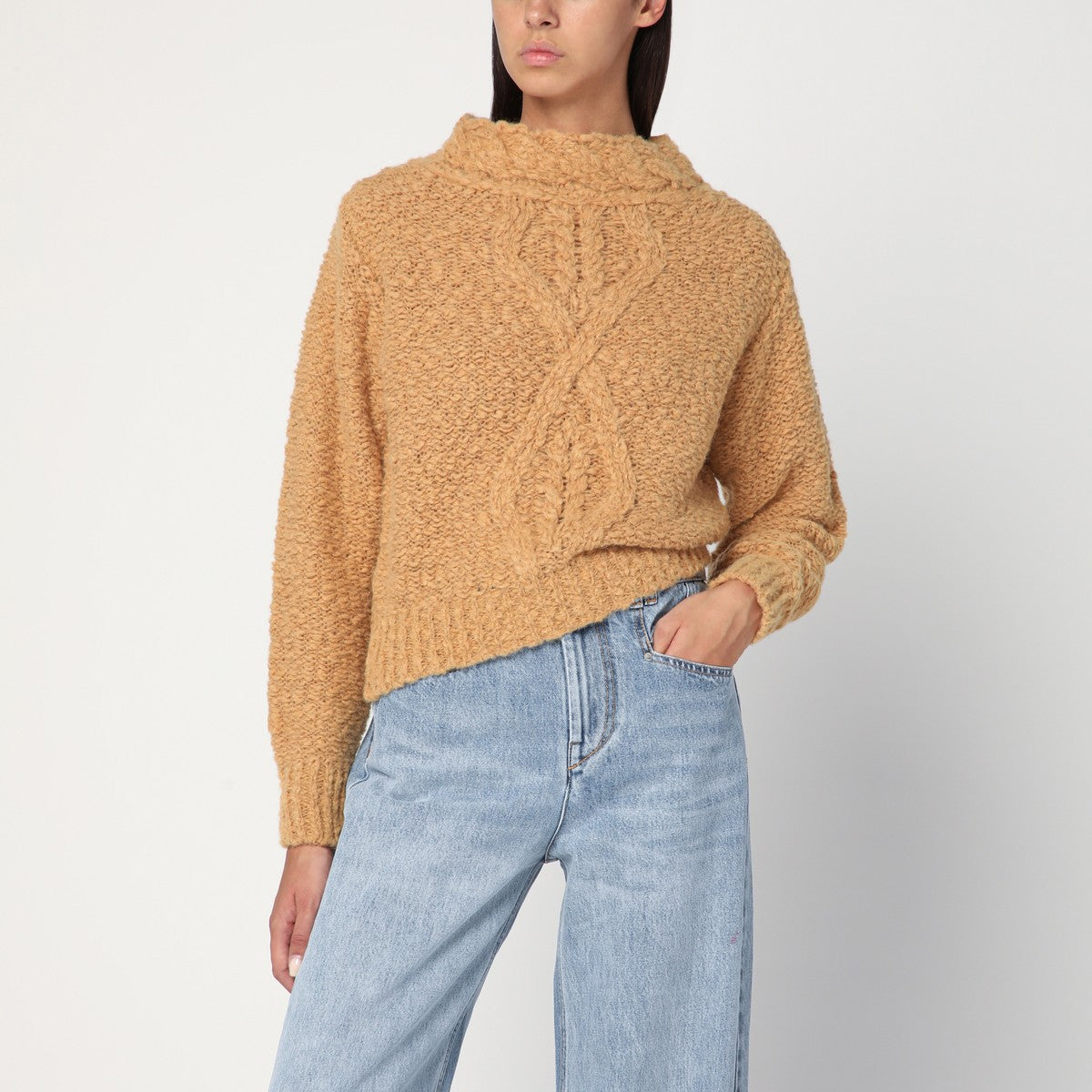 ISABEL MARANT Caramel-coloured Romane sweater with cable knit Isabel Marant