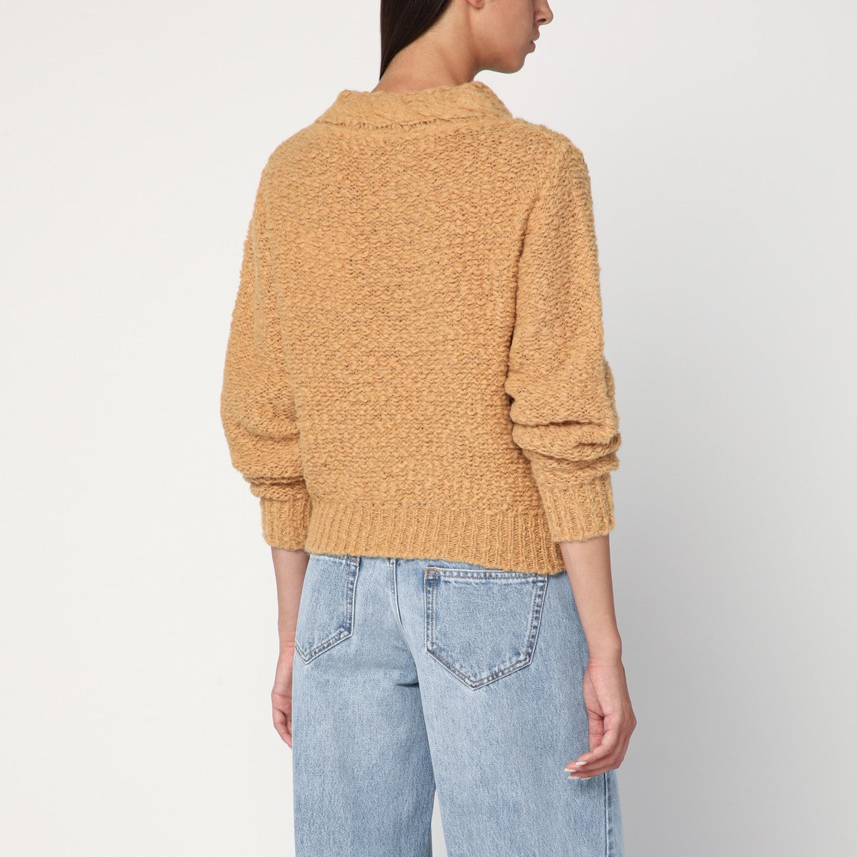 ISABEL MARANT Caramel-coloured Romane sweater with cable knit Isabel Marant