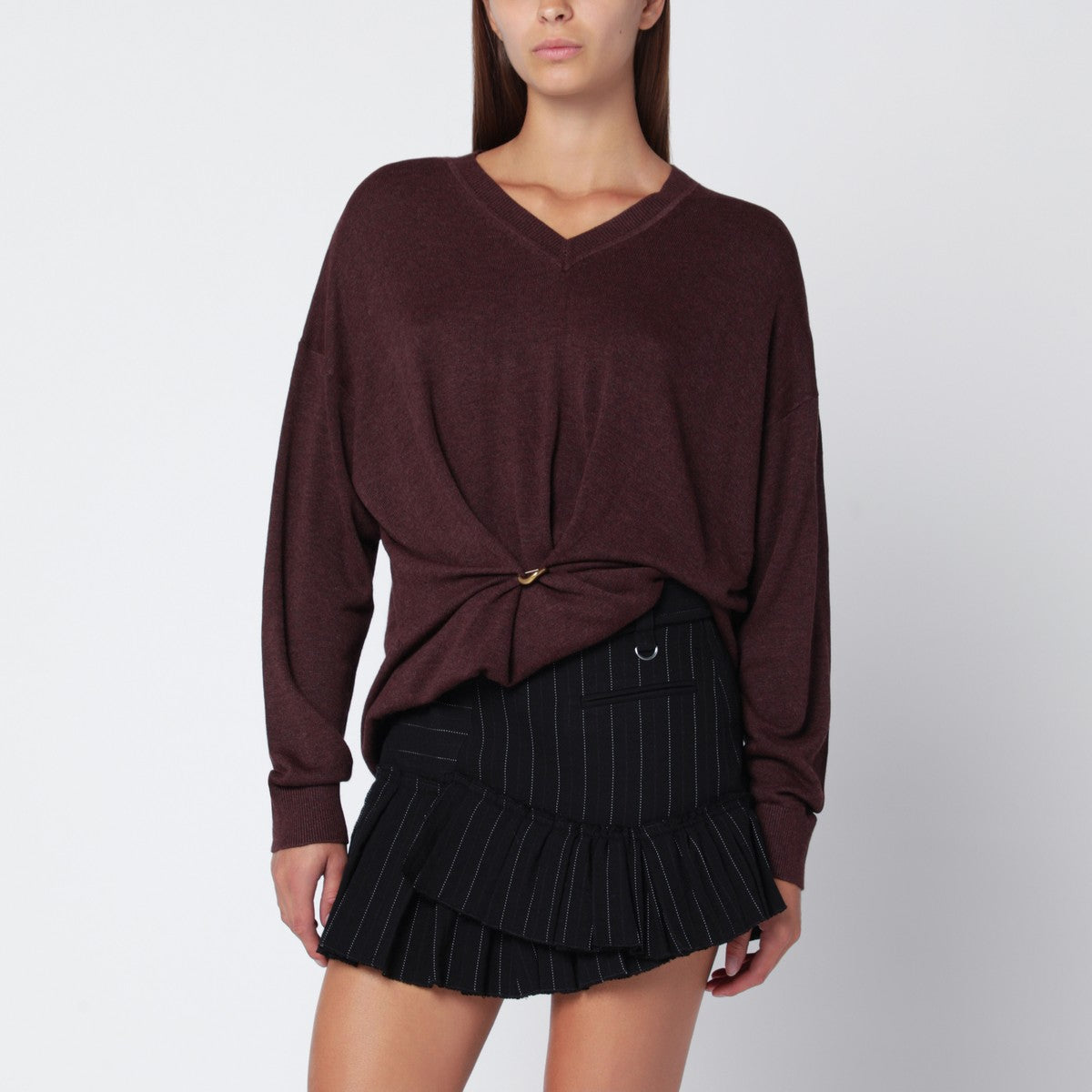 ISABEL MARANT Burgundy draped Cosima sweater Isabel Marant