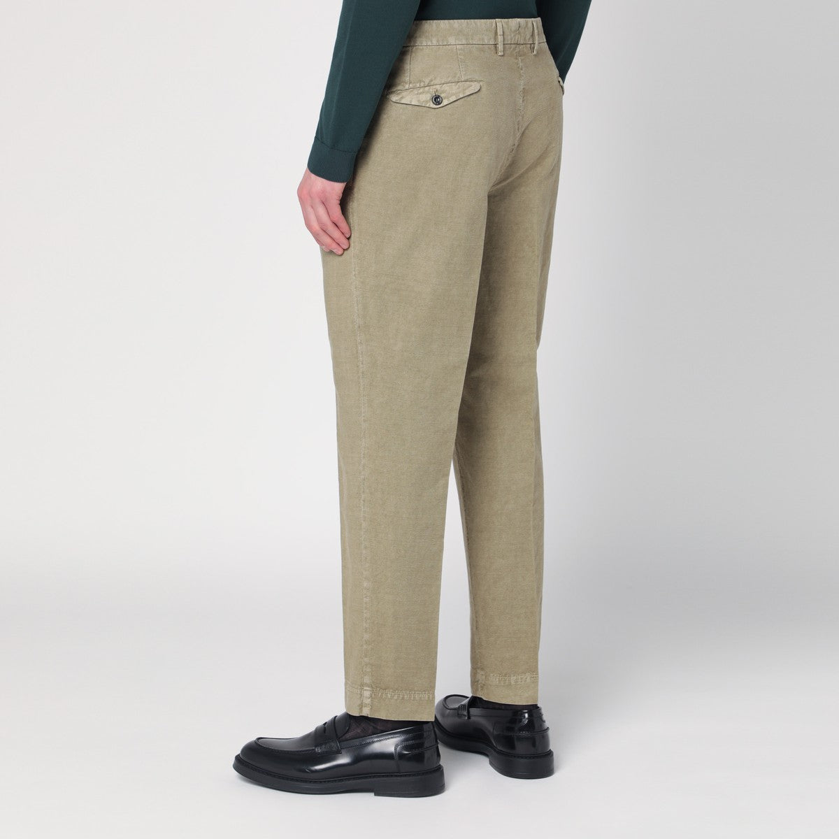 Santaniello Sage green trousers in cotton and linen Santaniello