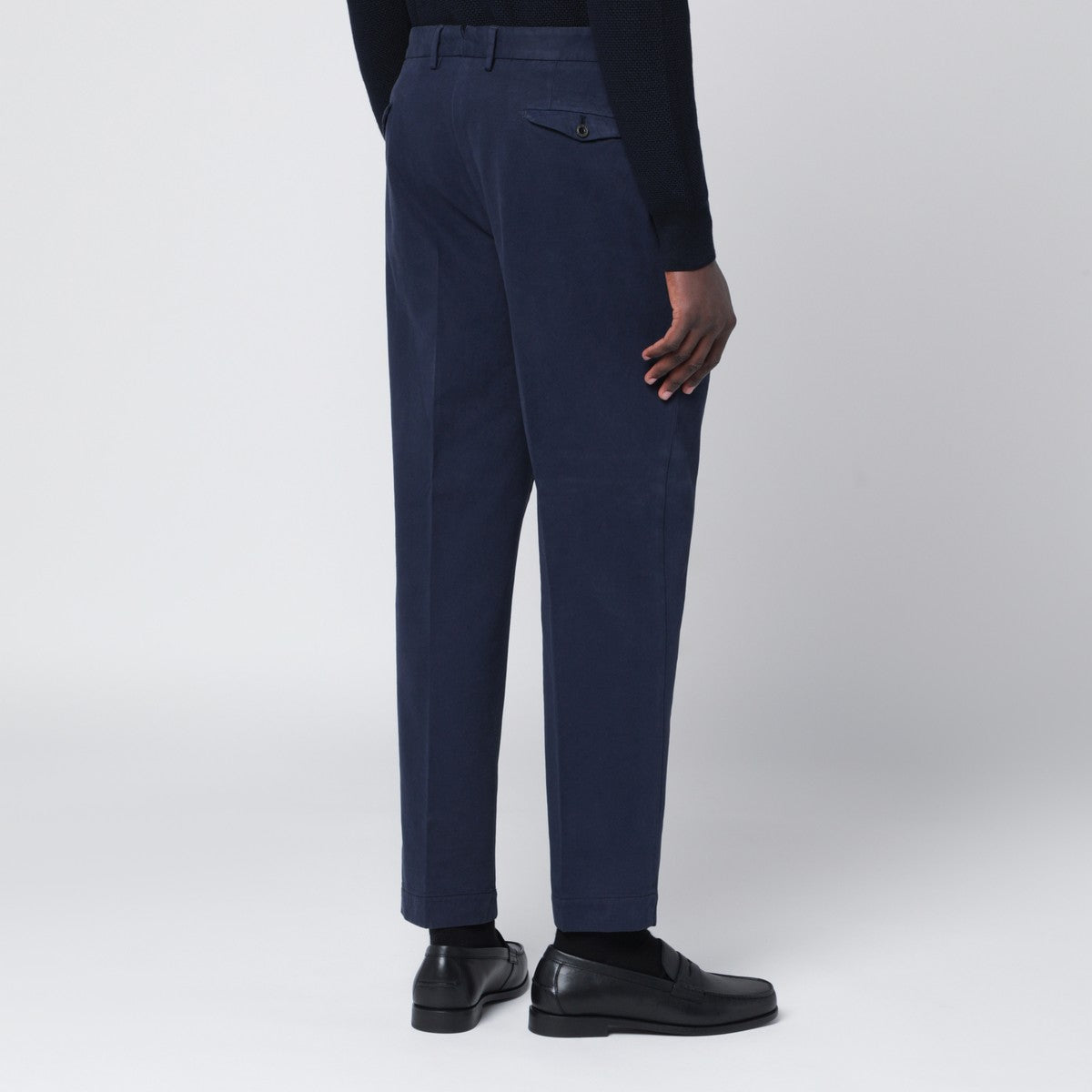 Santaniello Navy blue cotton and cashmere trousers Santaniello