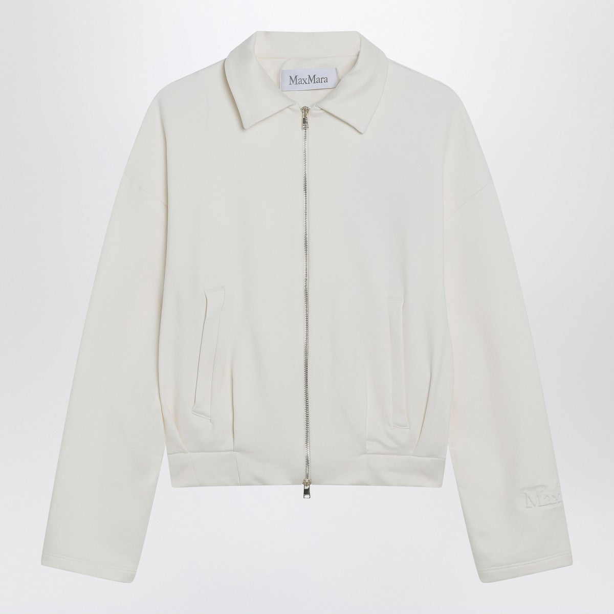Max Mara White cropped sweatshirt in silk blend Max Mara