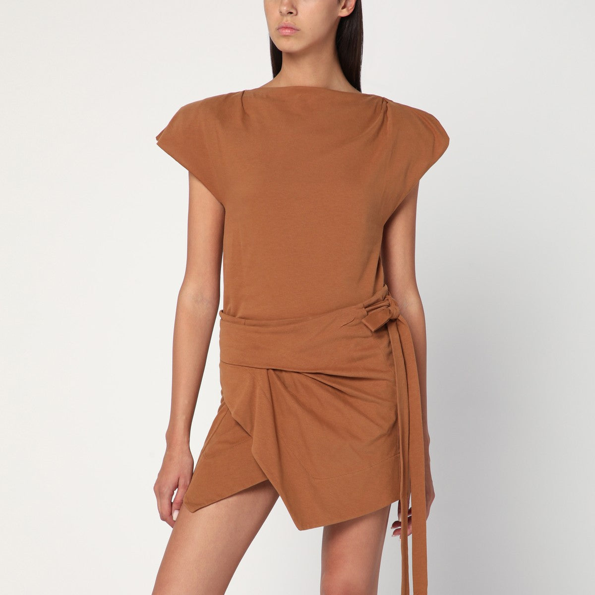 ISABEL MARANT Asymmetrical Sebani T-shirt in caramel colour Isabel Marant