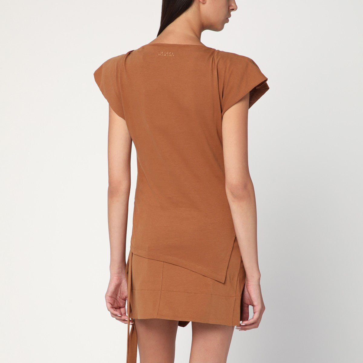 ISABEL MARANT Asymmetrical Sebani T-shirt in caramel colour Isabel Marant