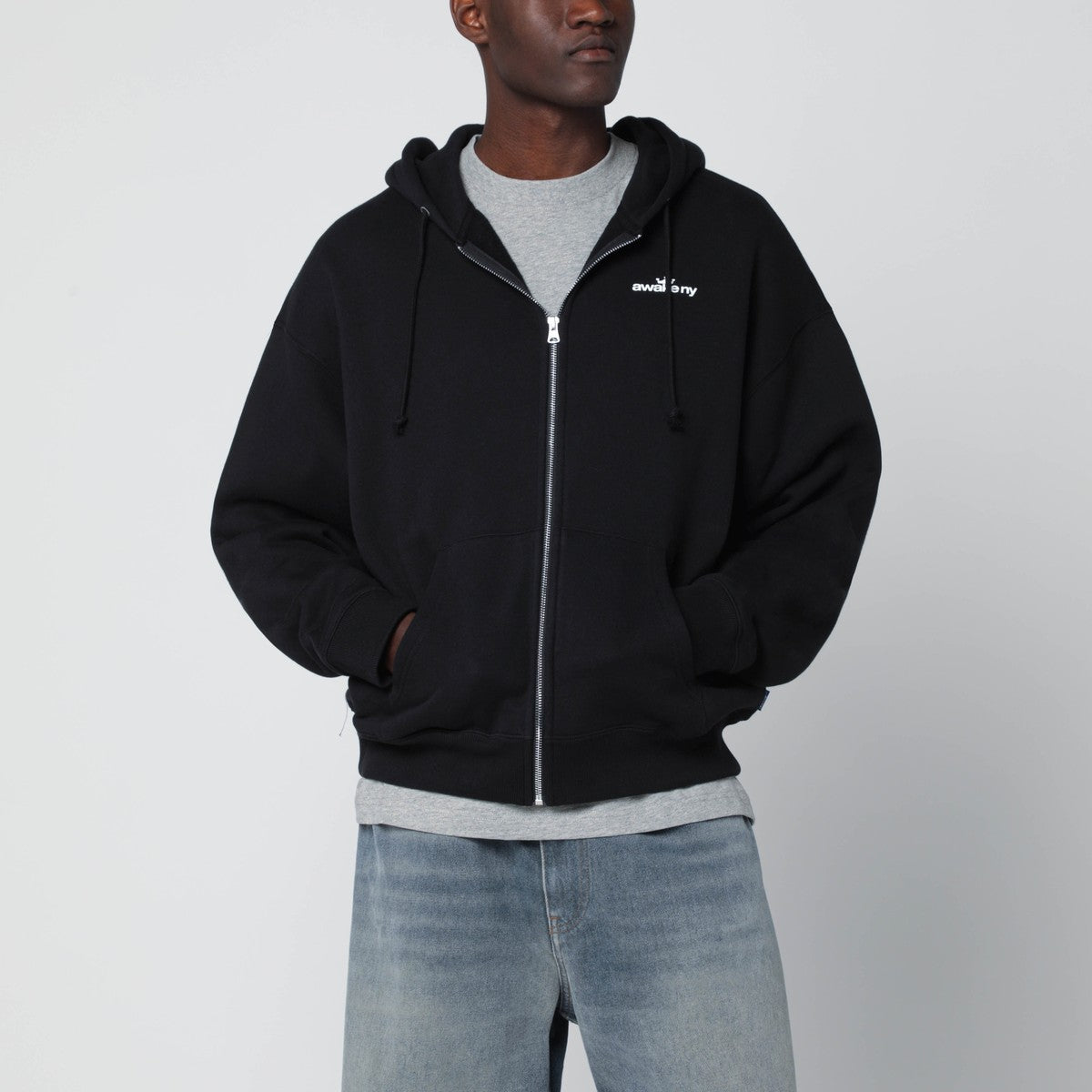 Awake NY Black hooded sweatshirt with logo print Awake NY