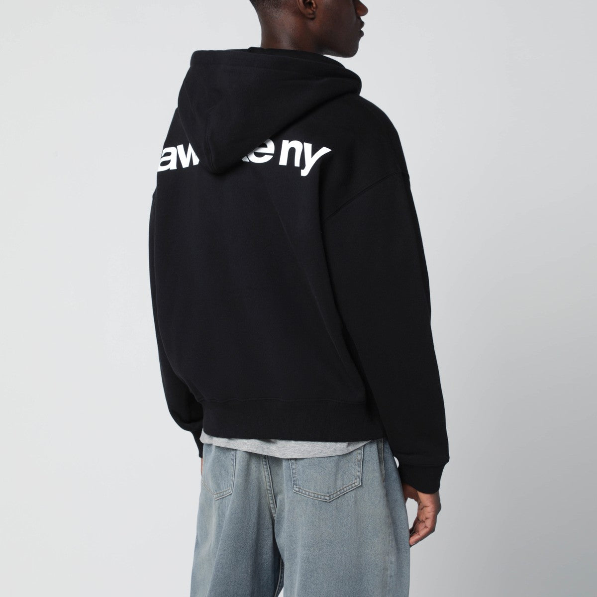 Awake NY Black hooded sweatshirt with logo print Awake NY