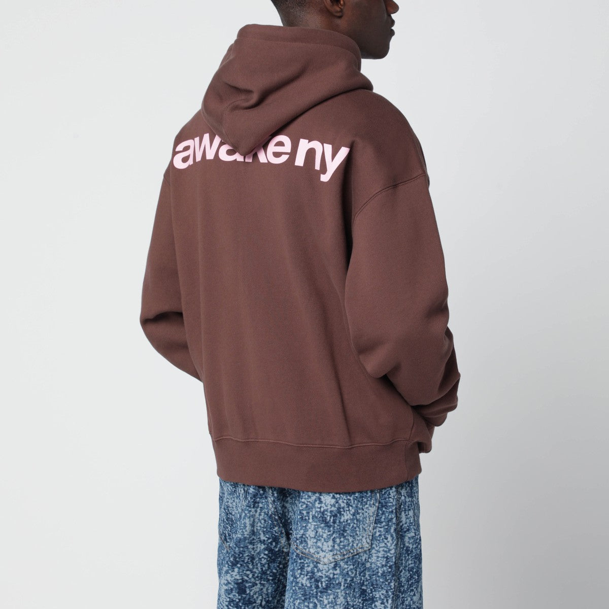 Awake NY Brown hooded sweatshirt with logo print Awake NY
