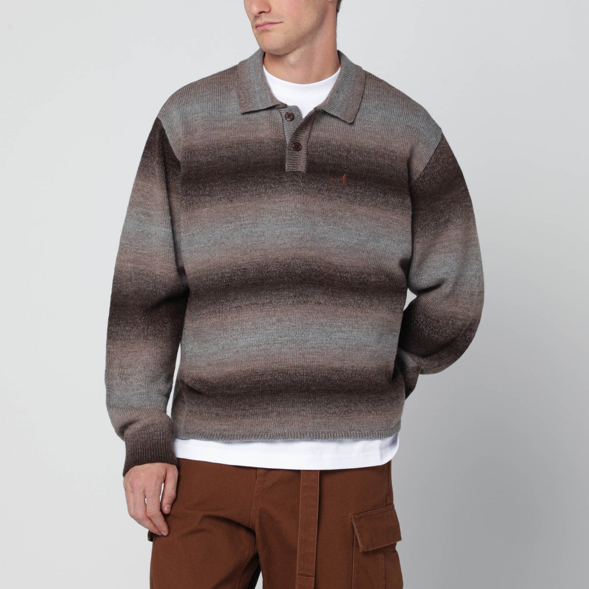 Awake NY Brown striped polo sweater Awake NY