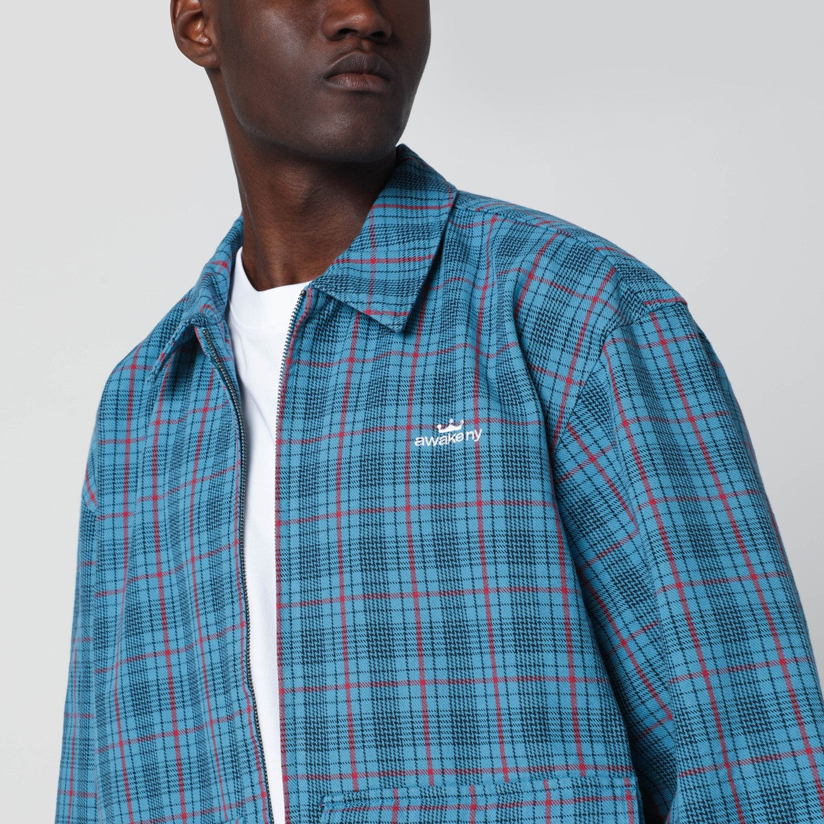 Awake NY Blue zip-up overshirt with logo Awake NY