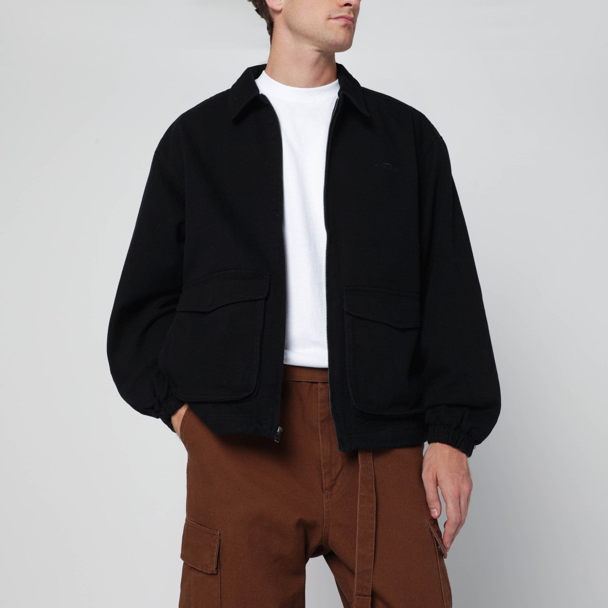 Awake NY Black zip-up overshirt with logo Awake NY