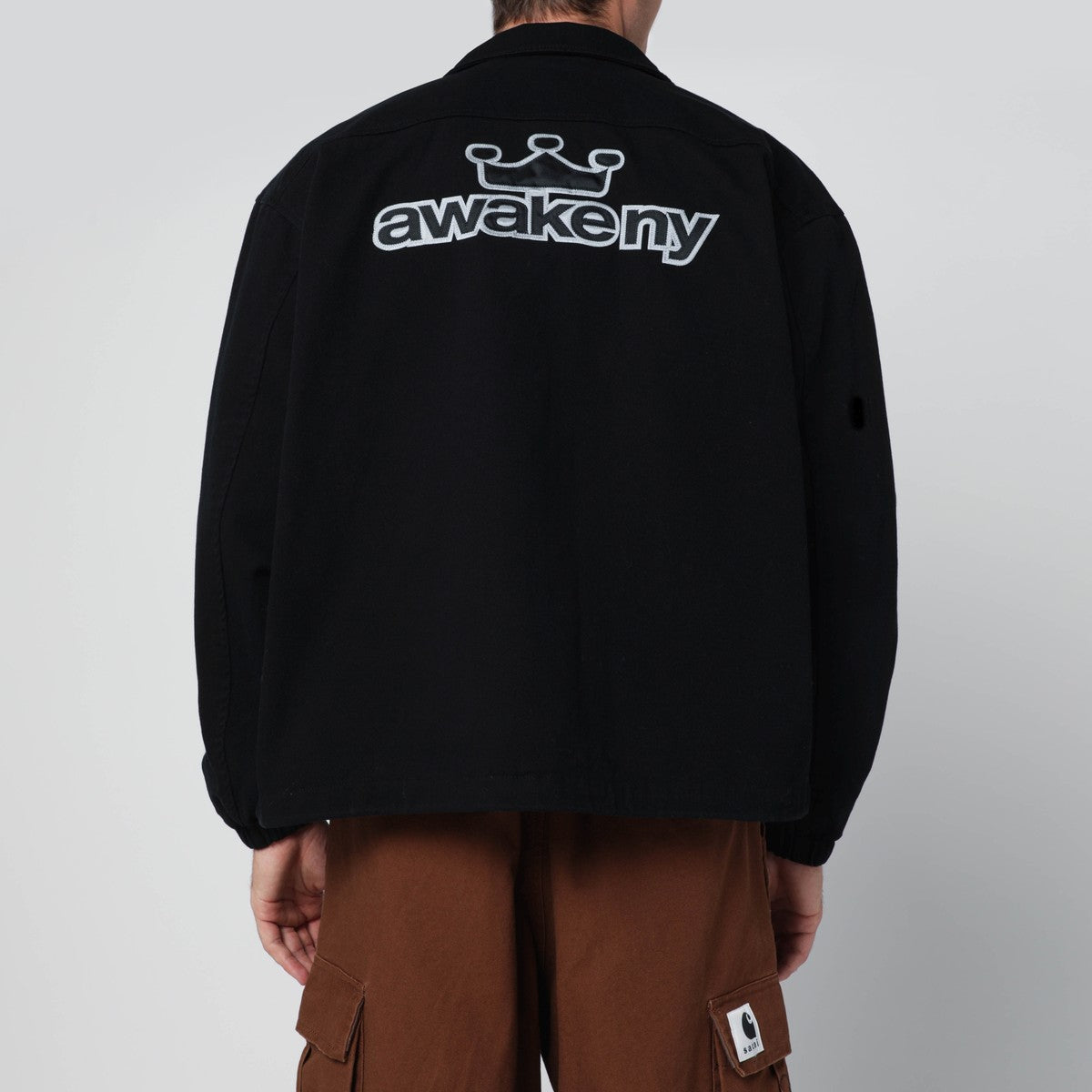 Awake NY Black zip-up overshirt with logo Awake NY