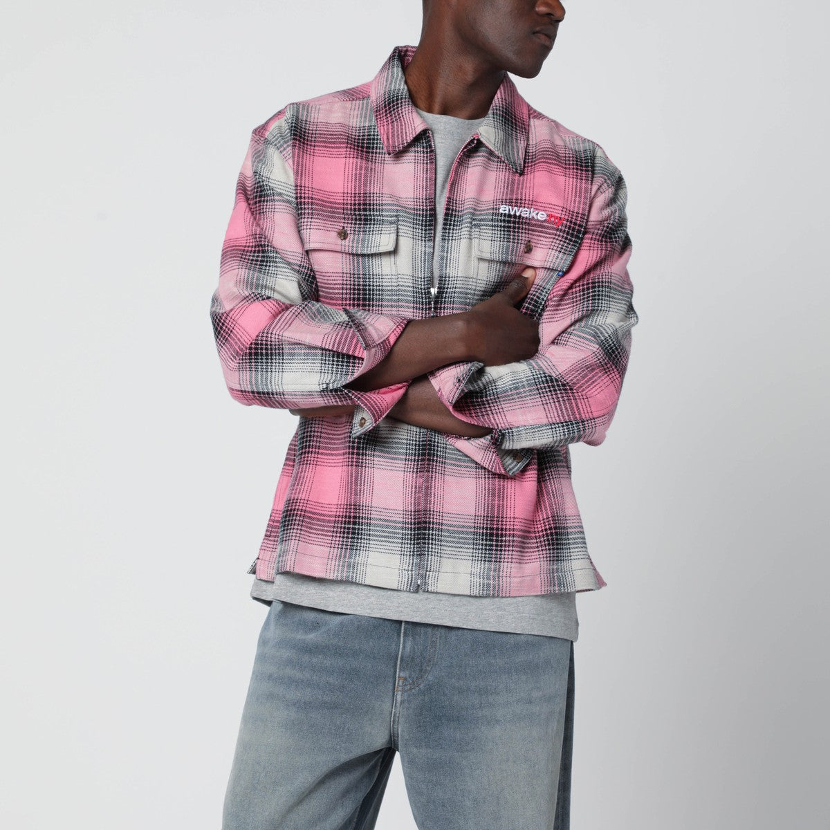 Awake NY Pink checked flannel shirt Awake NY
