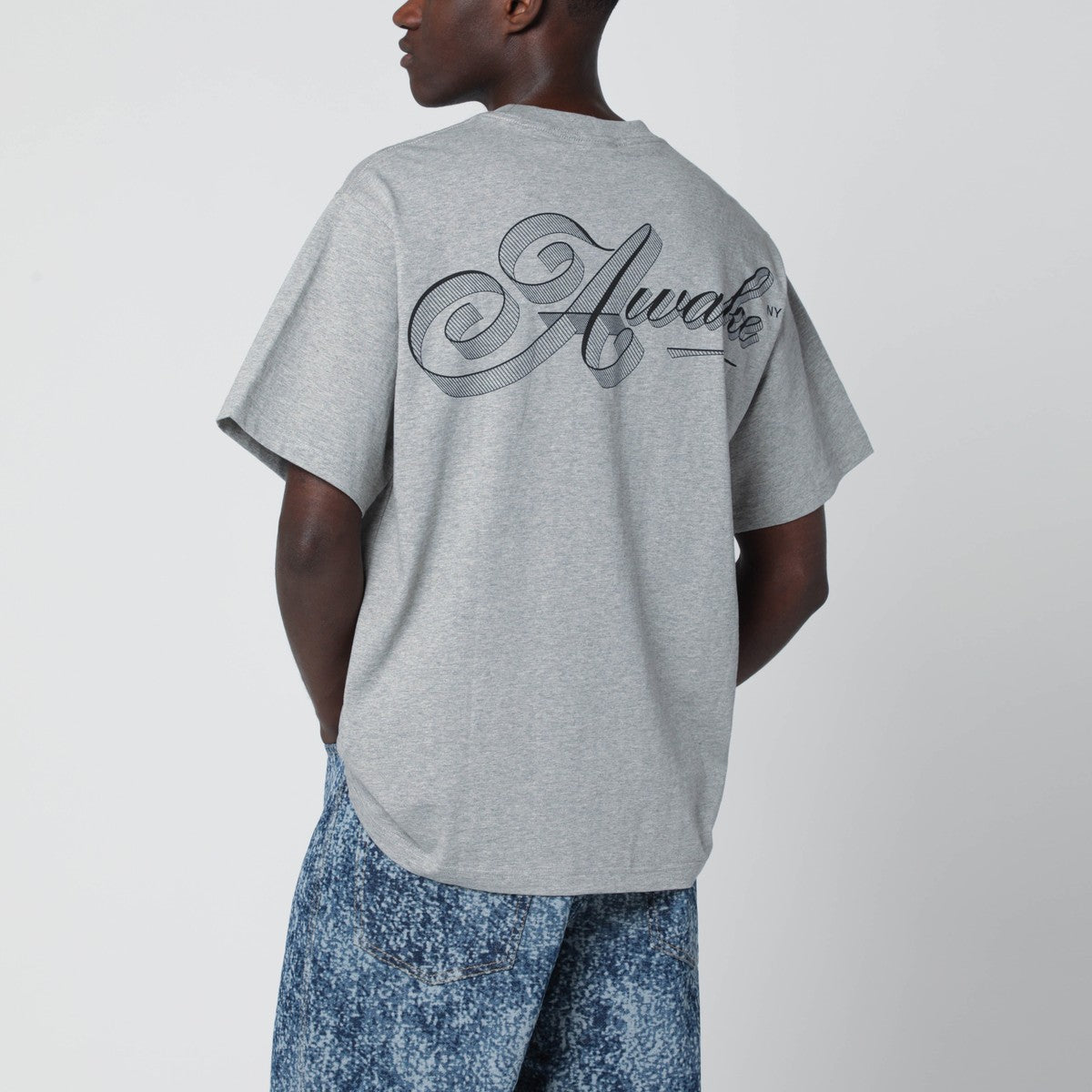 Awake NY Grey cotton T-shirt with logo Awake NY