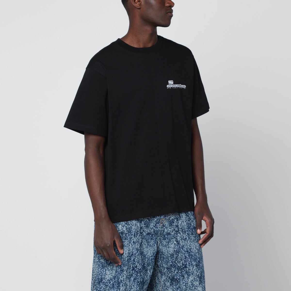Awake NY Black cotton T-shirt with logo Awake NY