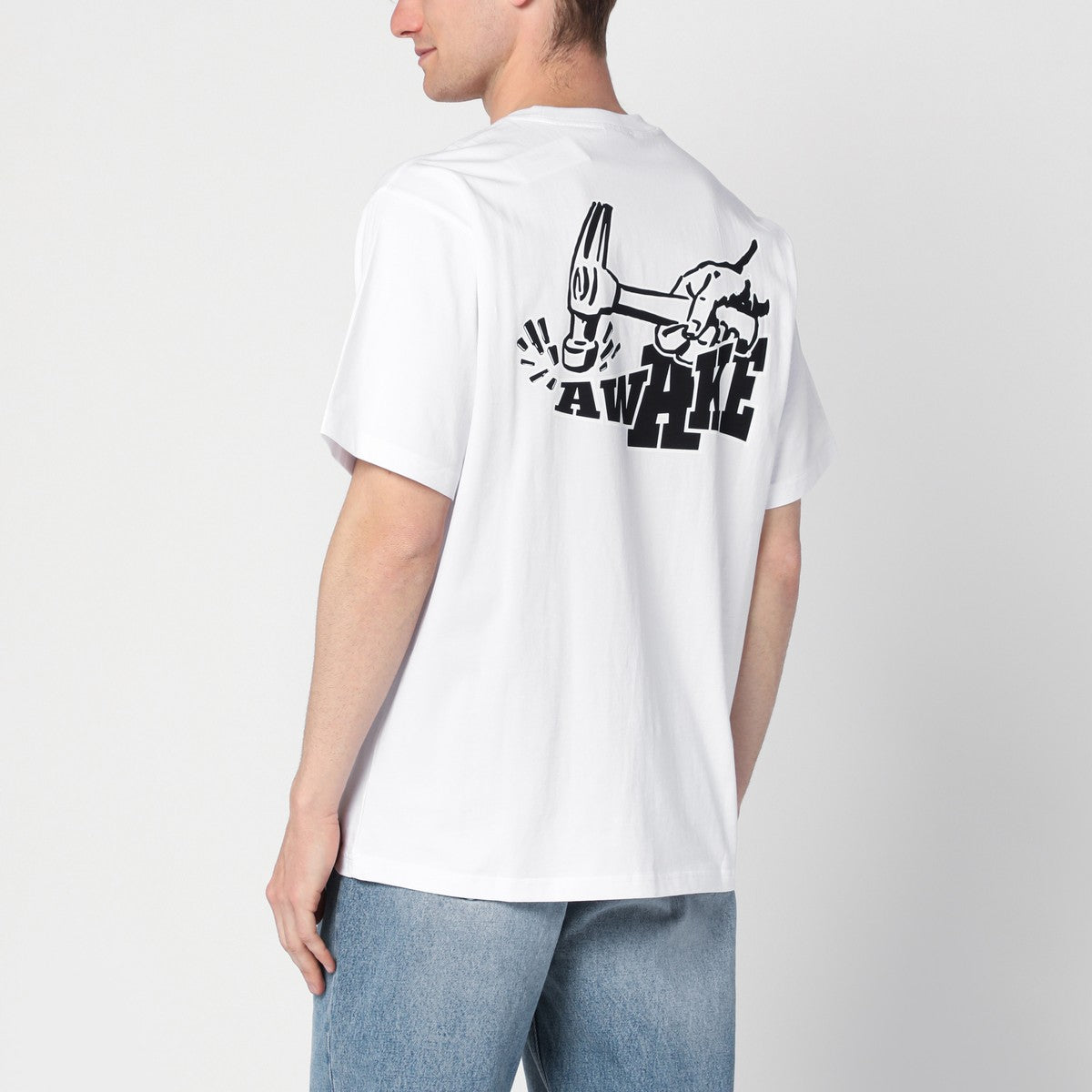 Awake NY White T-shirt with hammer print Awake NY