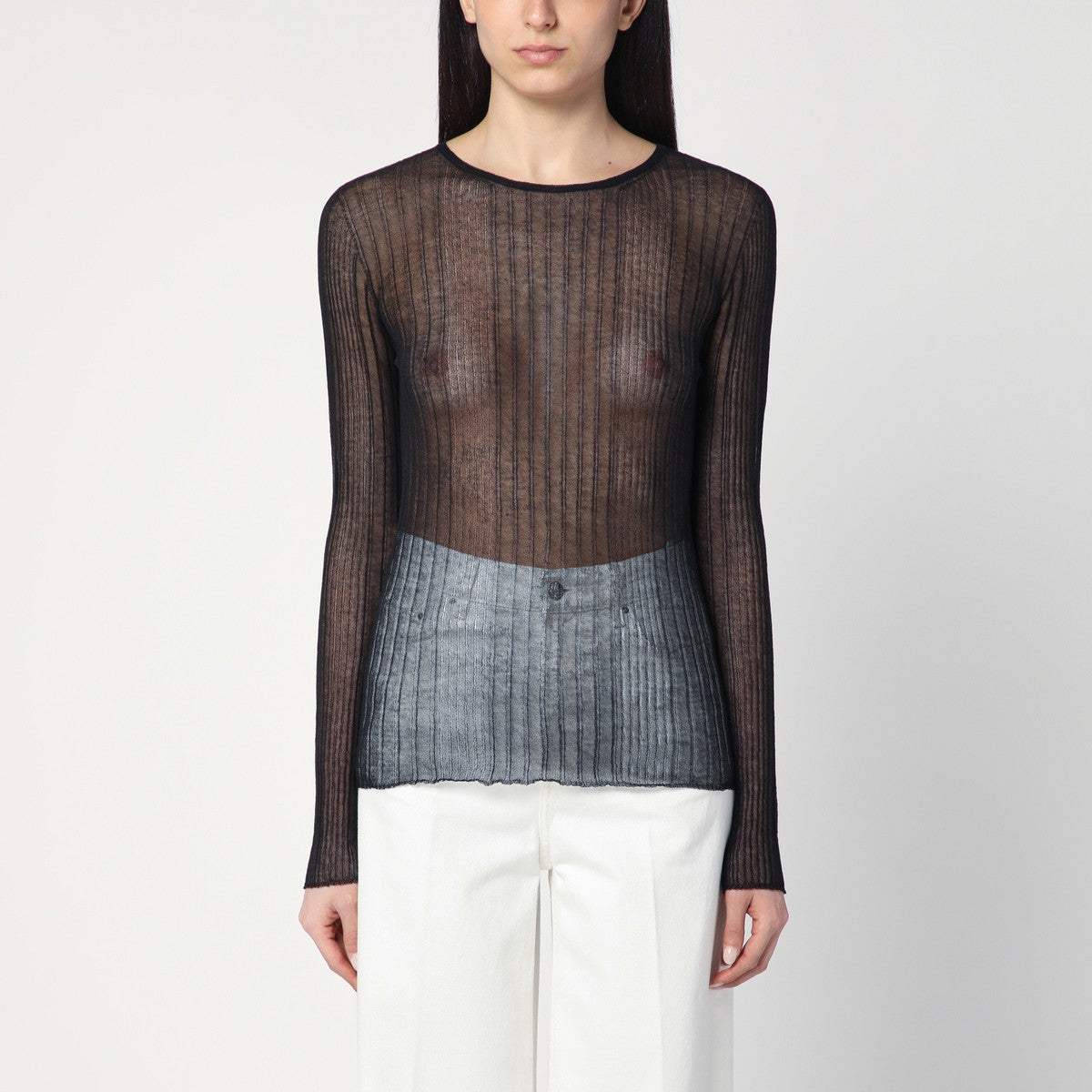 Roberto Collina Semi-transparent black sweater Roberto Collina