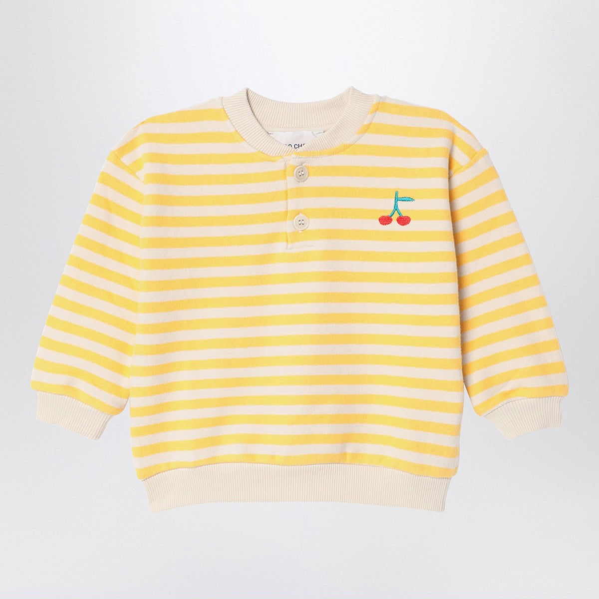 Bobo Choses Ivory/yellow striped button sweatshirt Bobo Choses