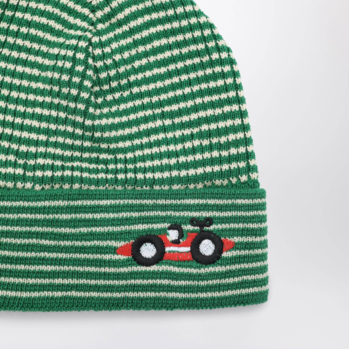 Bobo Choses Green/white striped Race Car beanie Bobo Choses