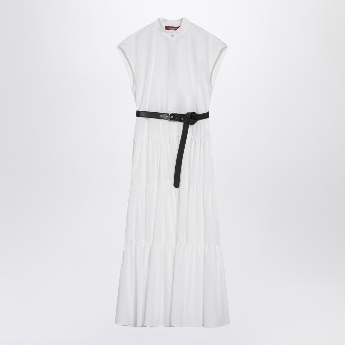 Max Mara Studio White cotton shirt dress with ruffles Max Mara Studio