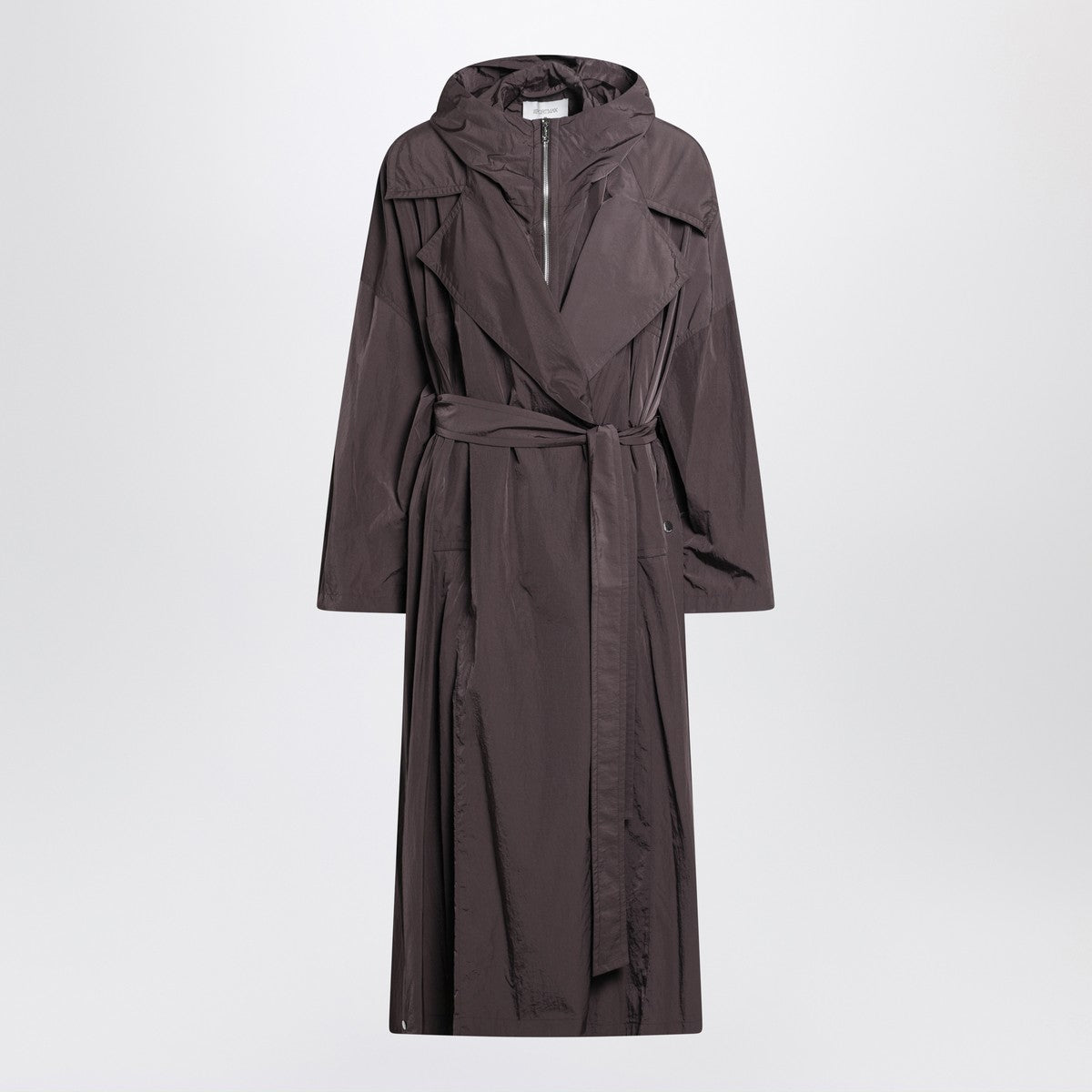 Sportmax Coffee-colored oversized taffeta trench coat Sportmax