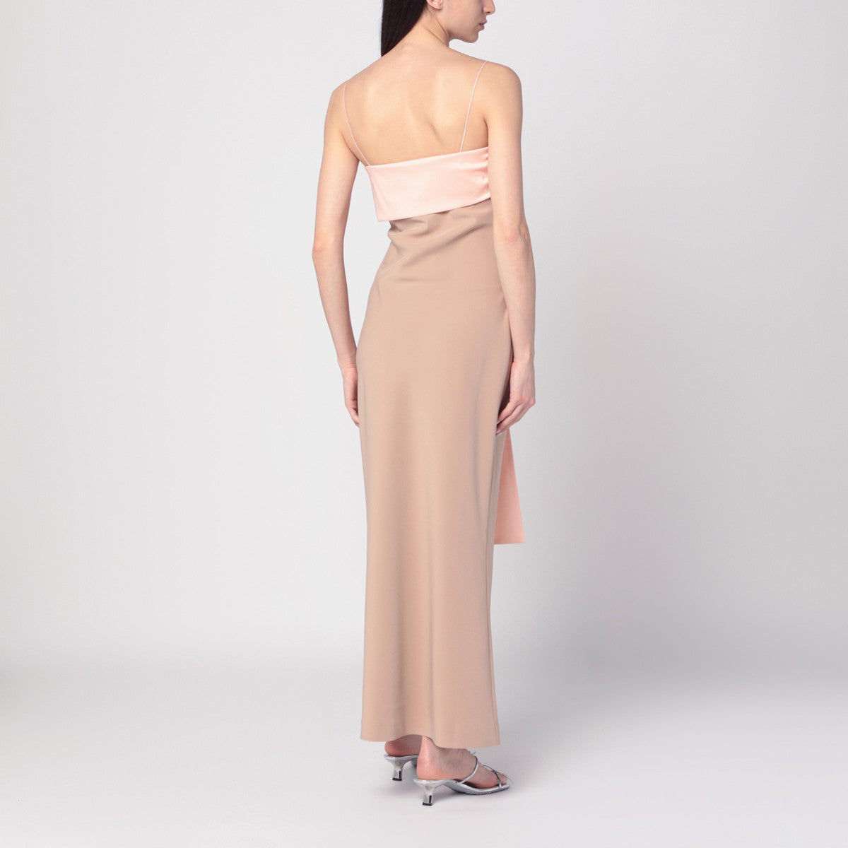 BERNADETTE Beige/pink Bart dress with oversized bow BERNADETTE