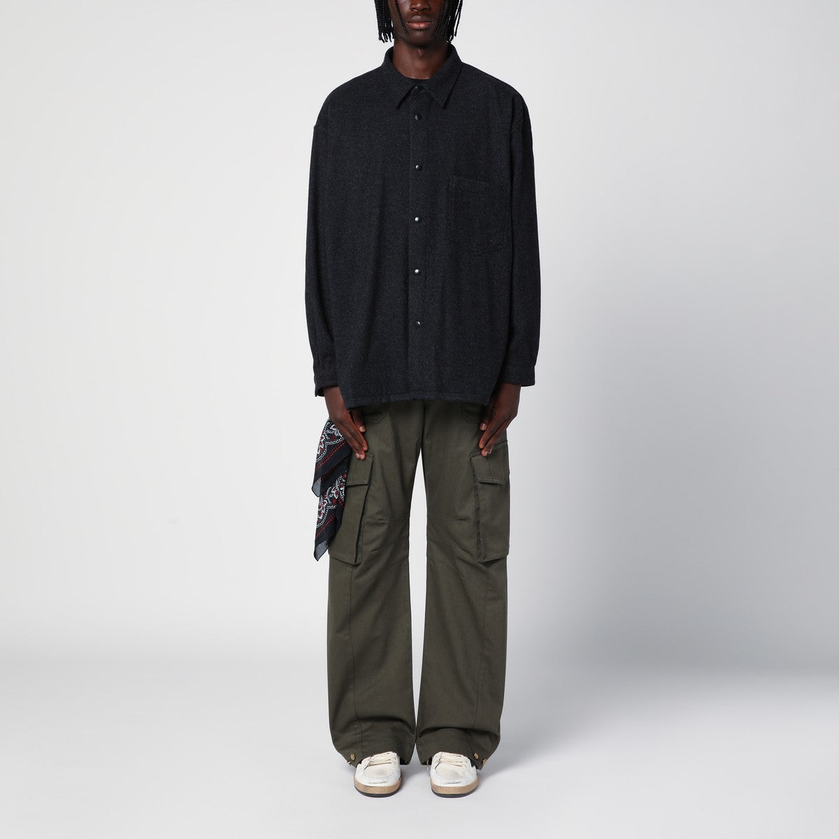 Destin Charcoal grey wool and cashmere overshirt Destin