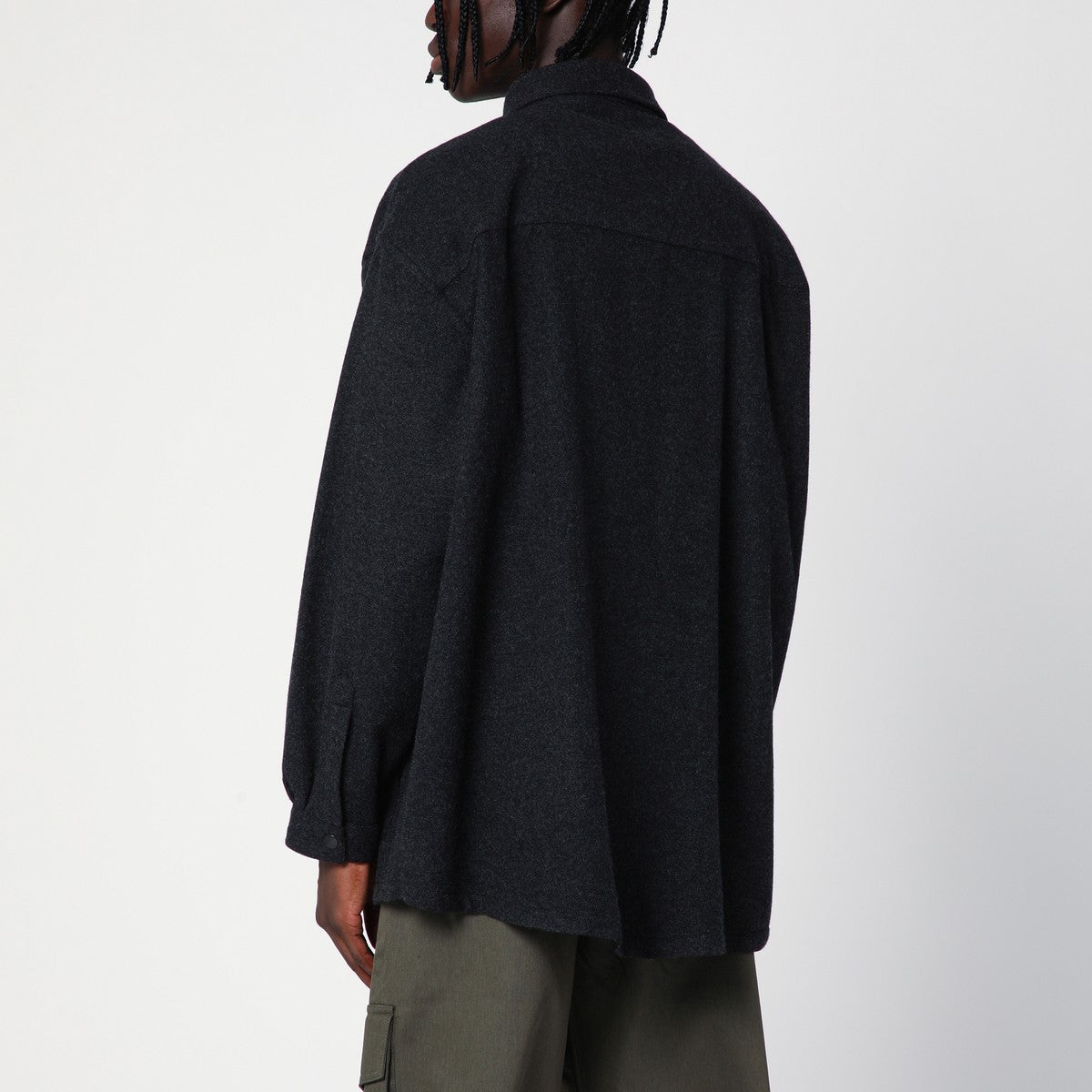 Destin Charcoal grey wool and cashmere overshirt Destin