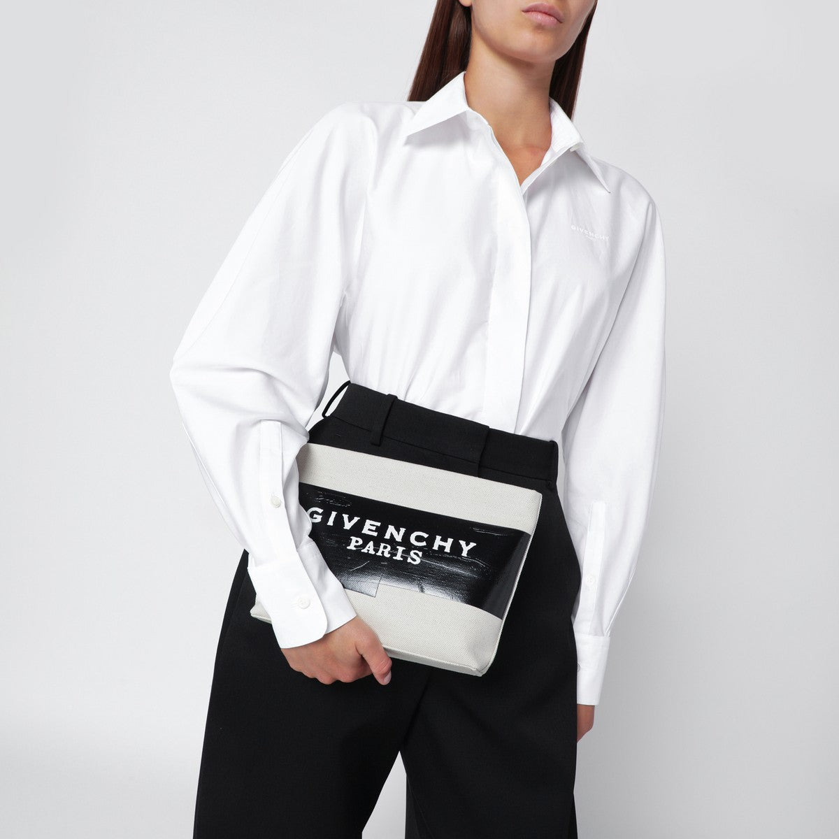 Givenchy Beige fabric logo tape pouch Givenchy