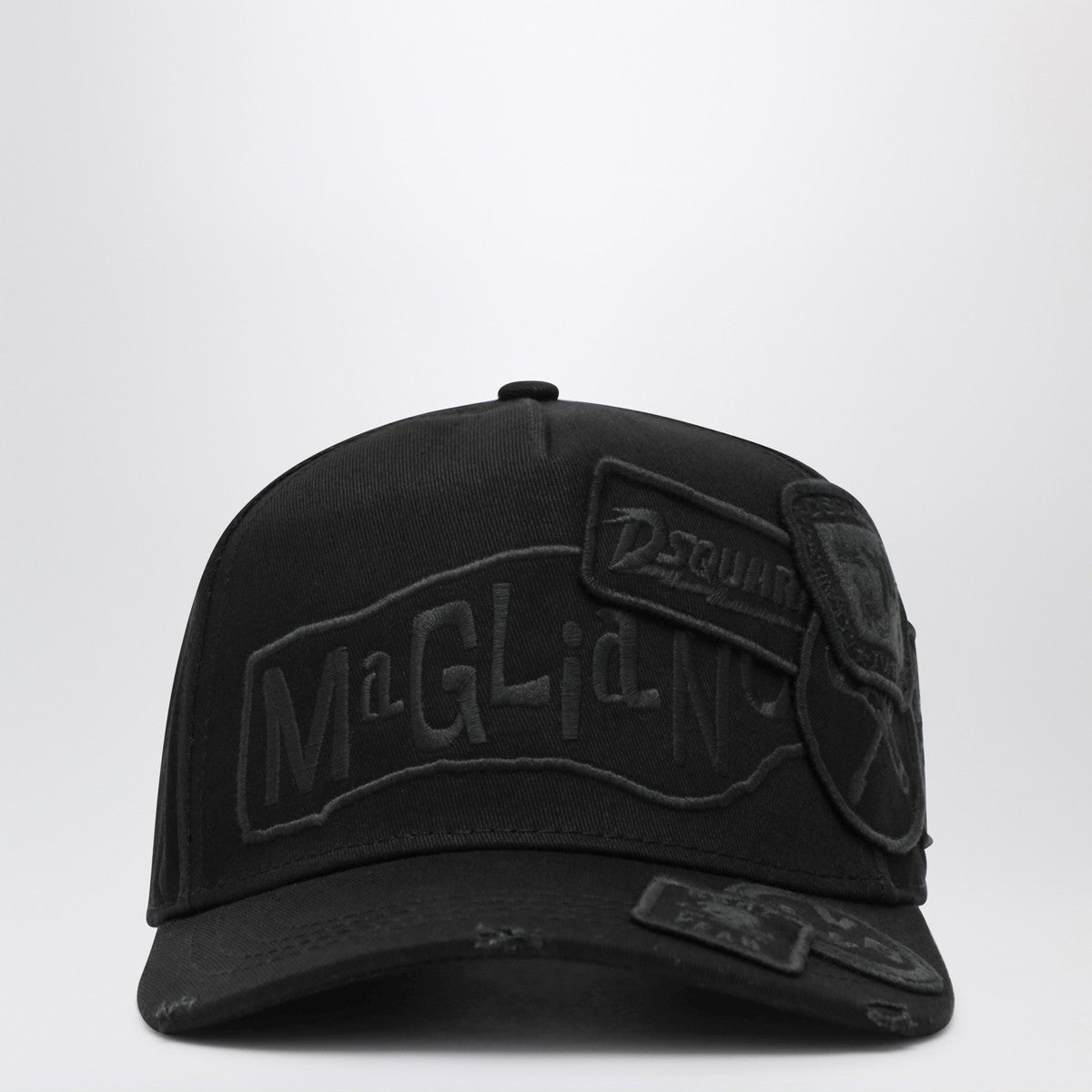 Magliano X D2 Black baseball cap with logo patches Magliano X D2