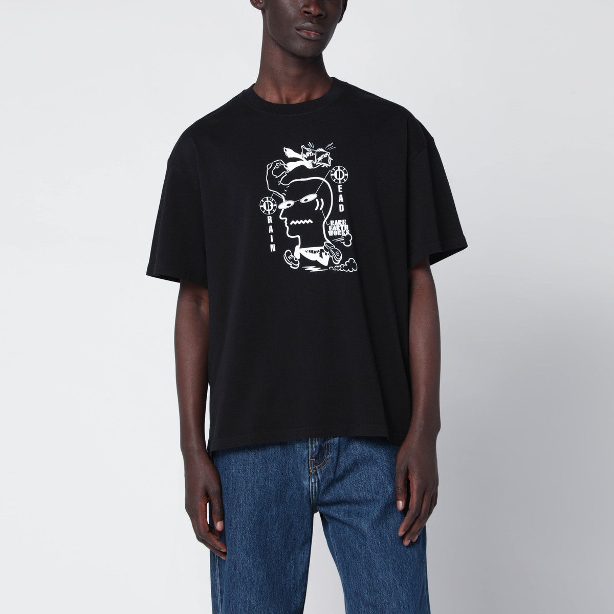 Brain Dead Black T-shirt with logo print Brain Dead